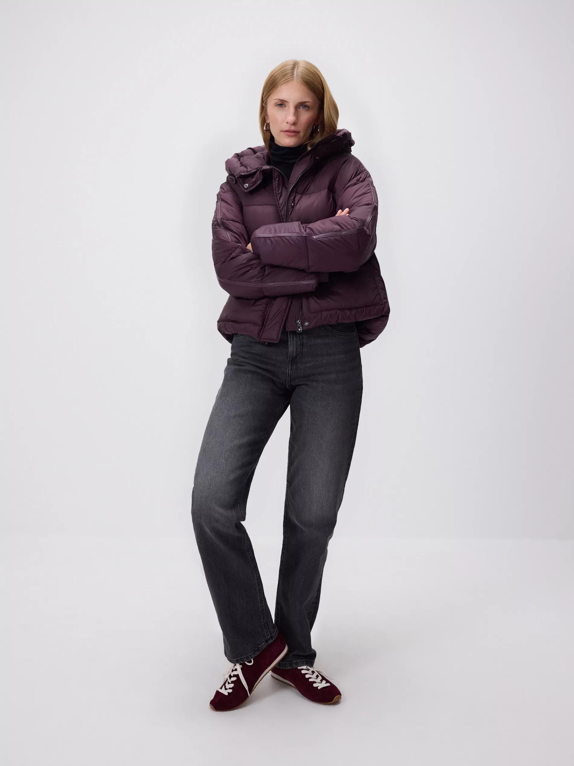 Purple Quilted Jacket With Hood, Purple, medium