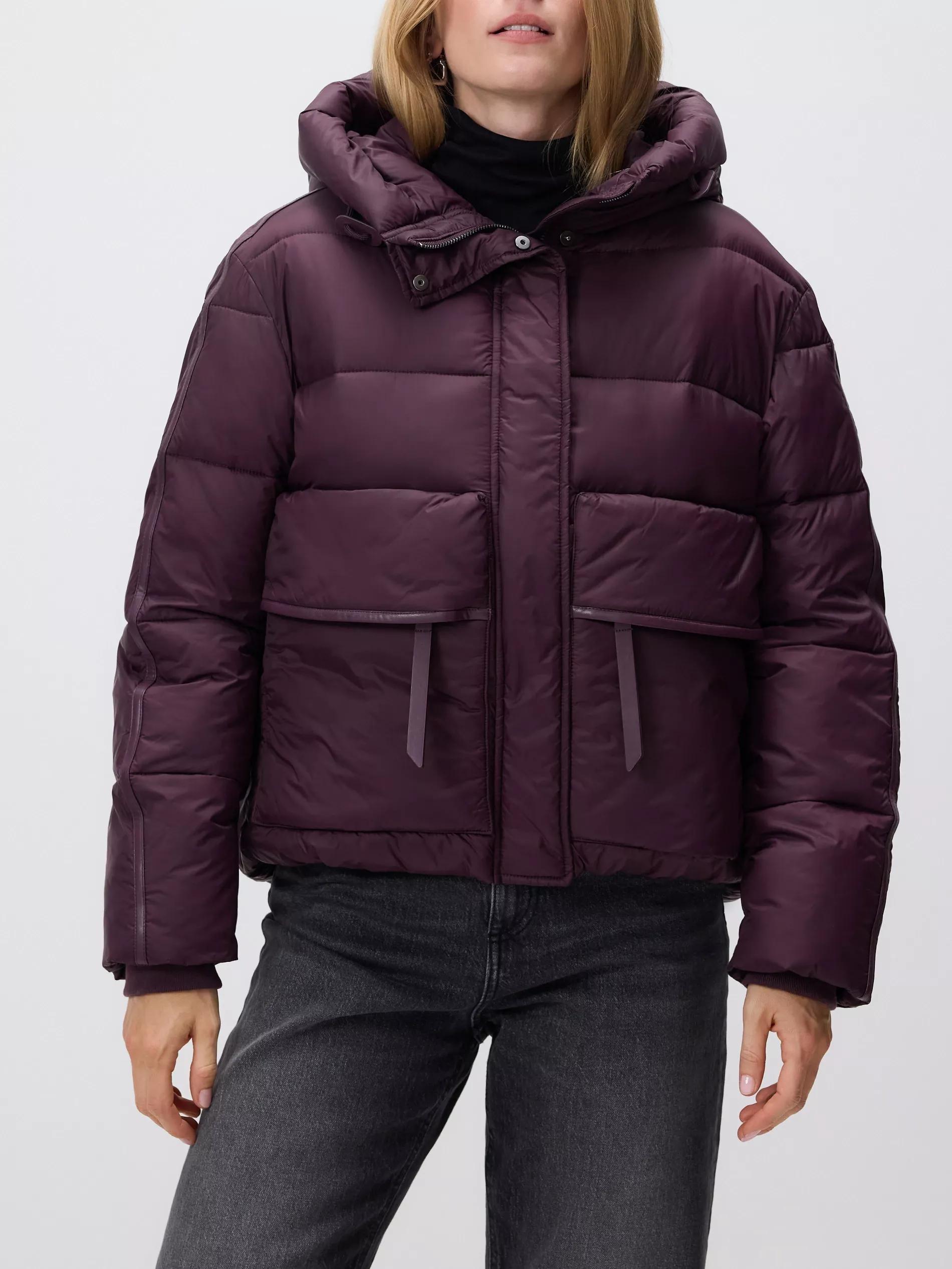 Purple Quilted Jacket With Hood, Purple, medium