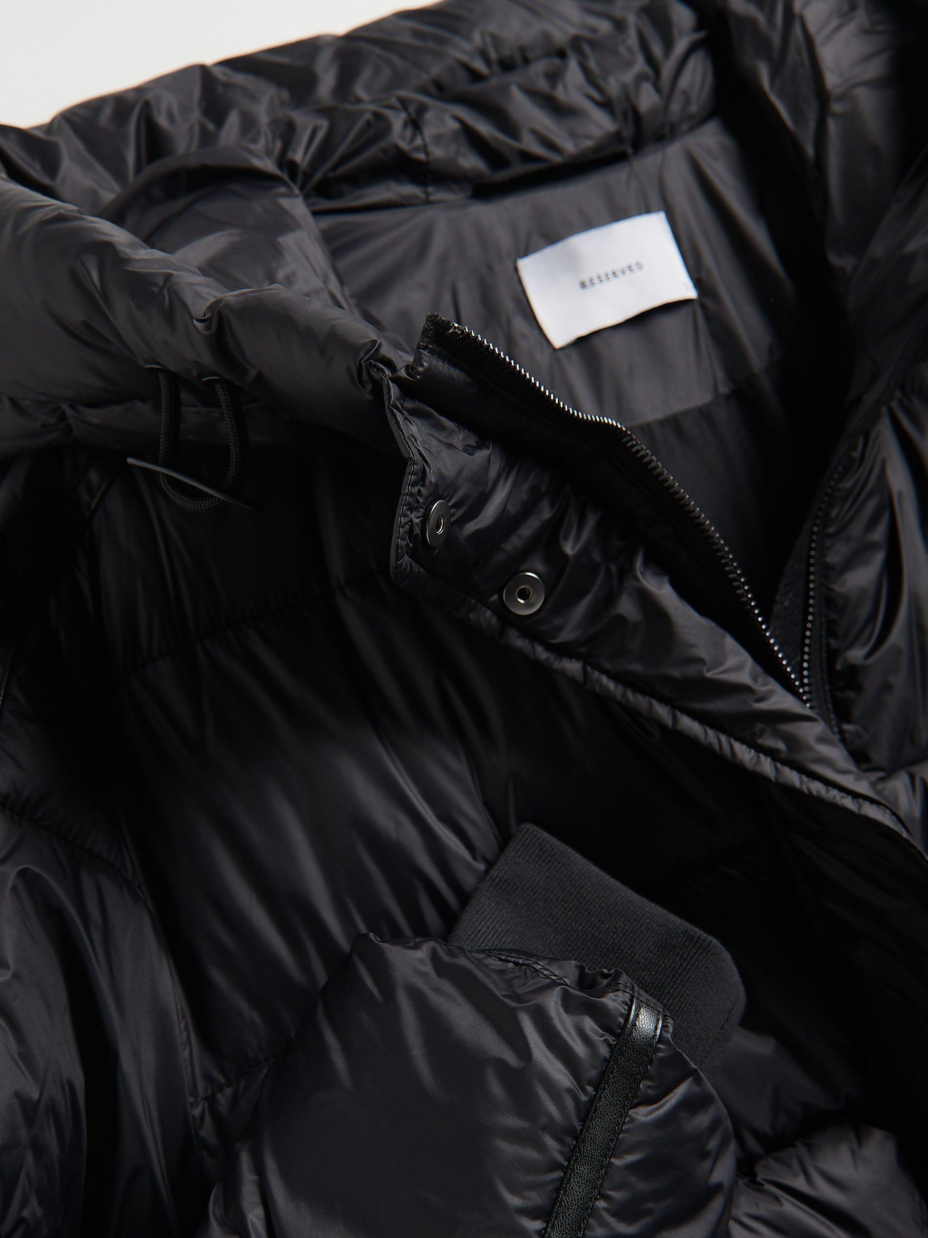 Black Quilted Jacket With Hood, Black, large image number 5