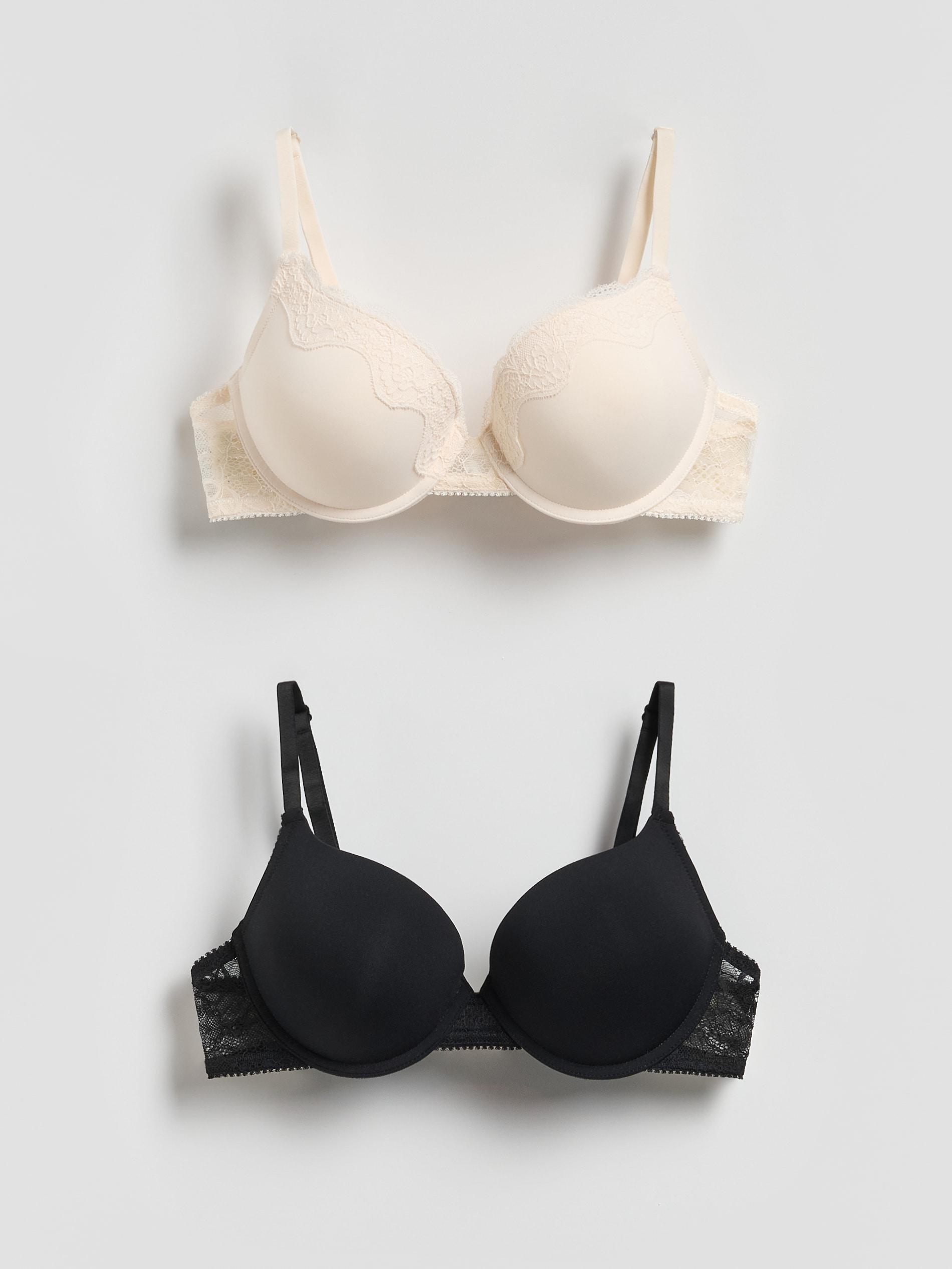 Cream 2 Pack Super Push Up Bras, Ivory, large image number 1