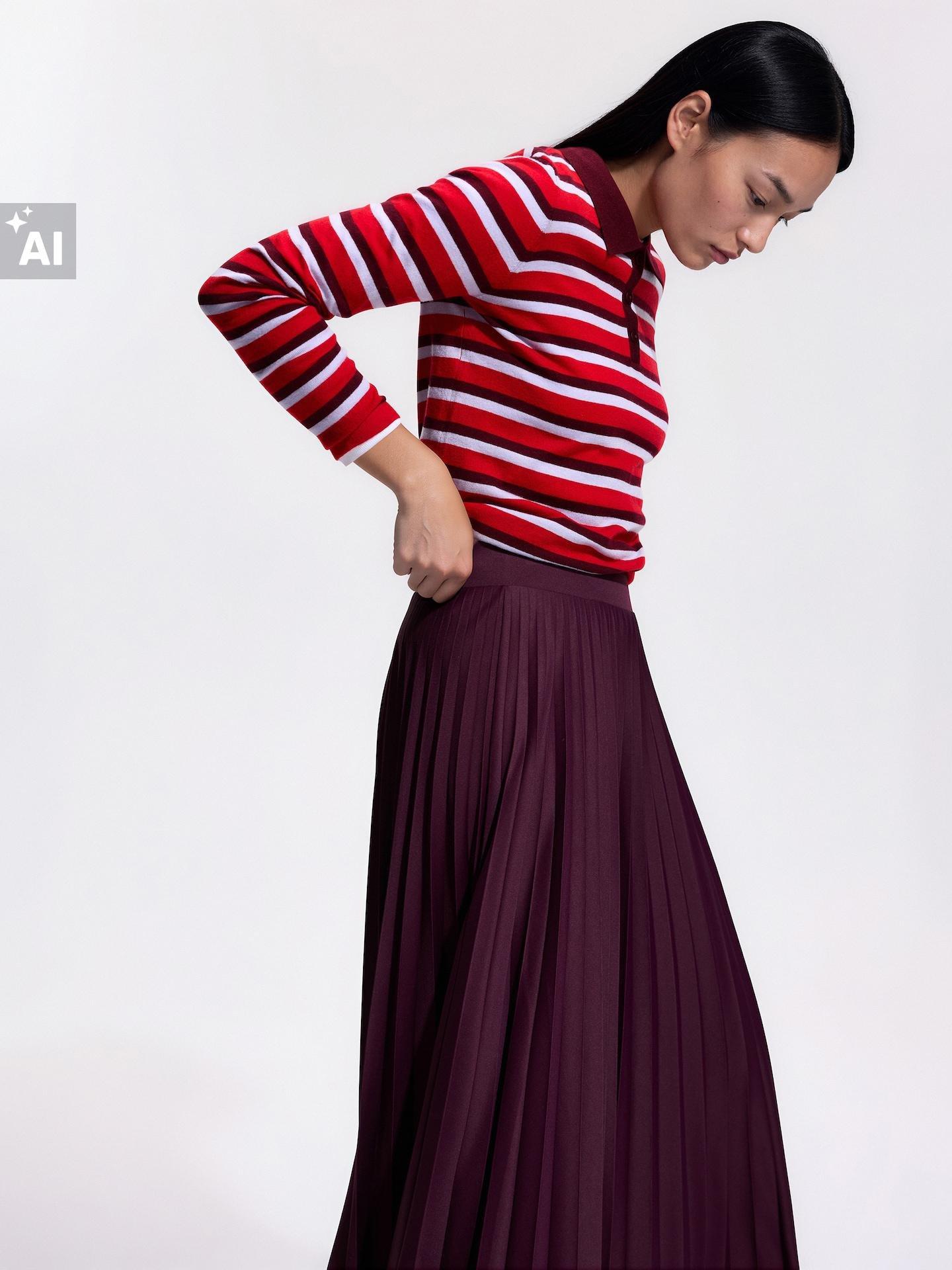 Purple Pleated Maxi Skirt, Purple, large image number 4