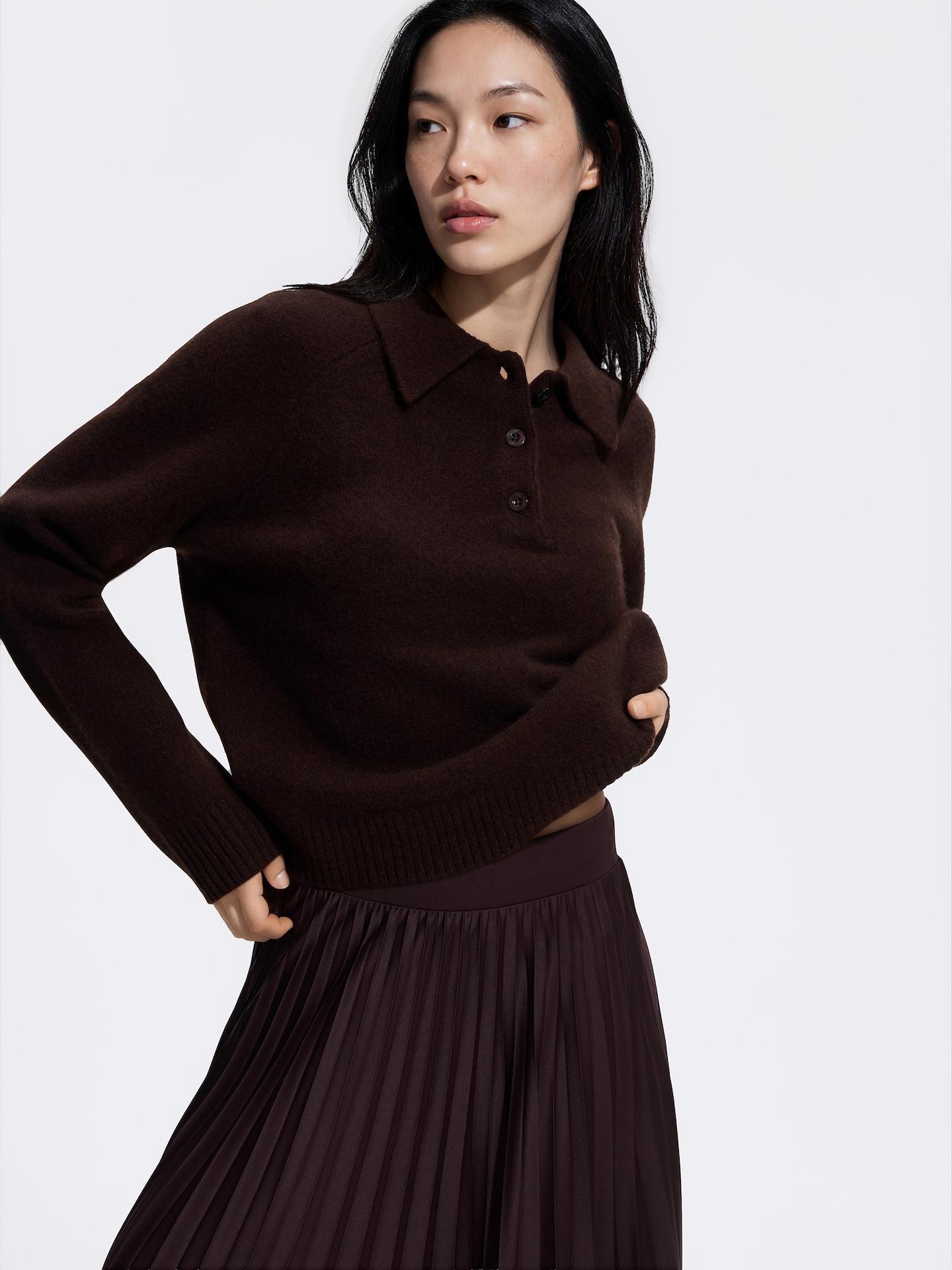 Brown Pleated Maxi Skirt, Brown, large image number 2