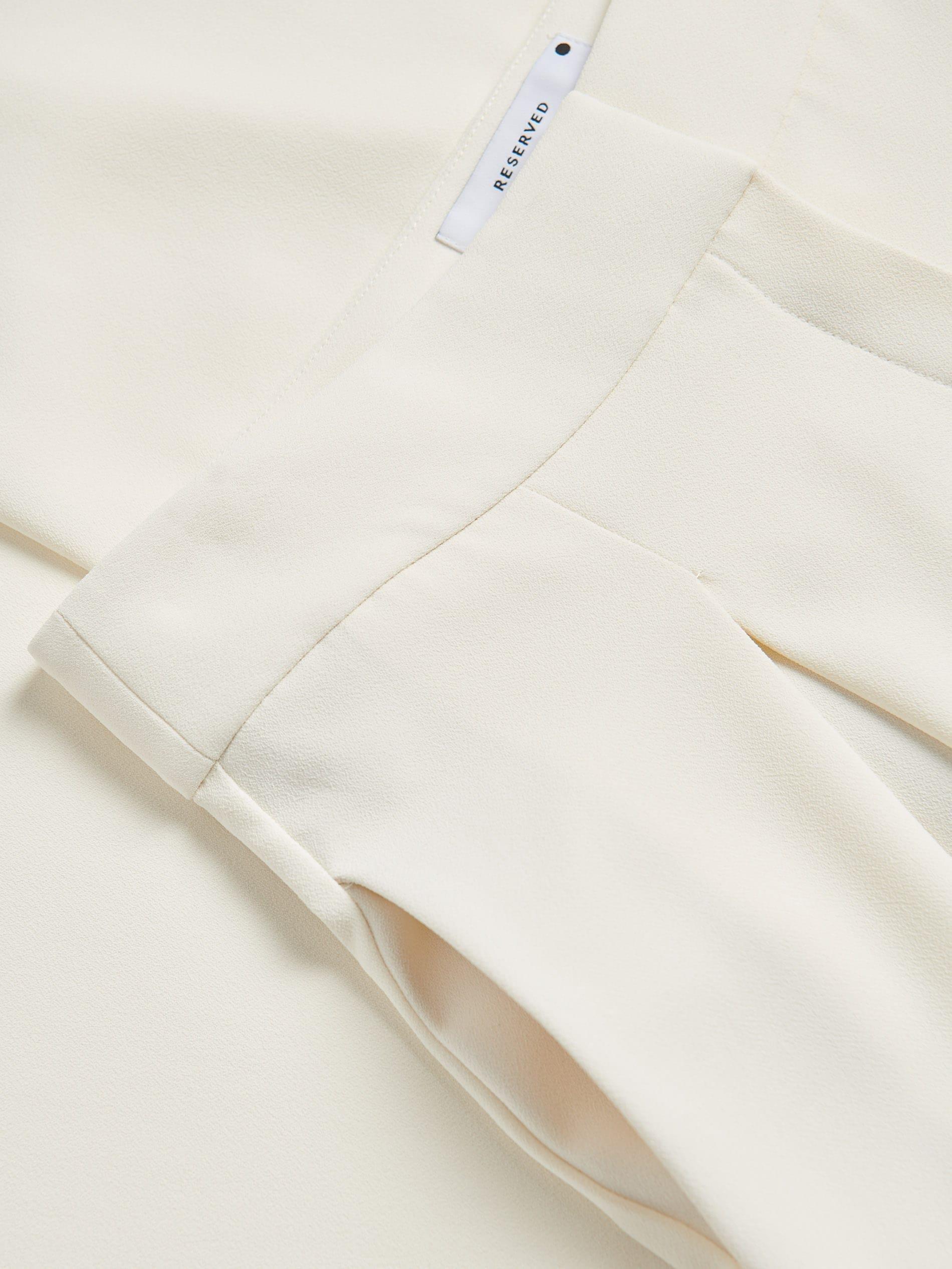 Cream Pleated Wide Leg Trousers, , large image number 5