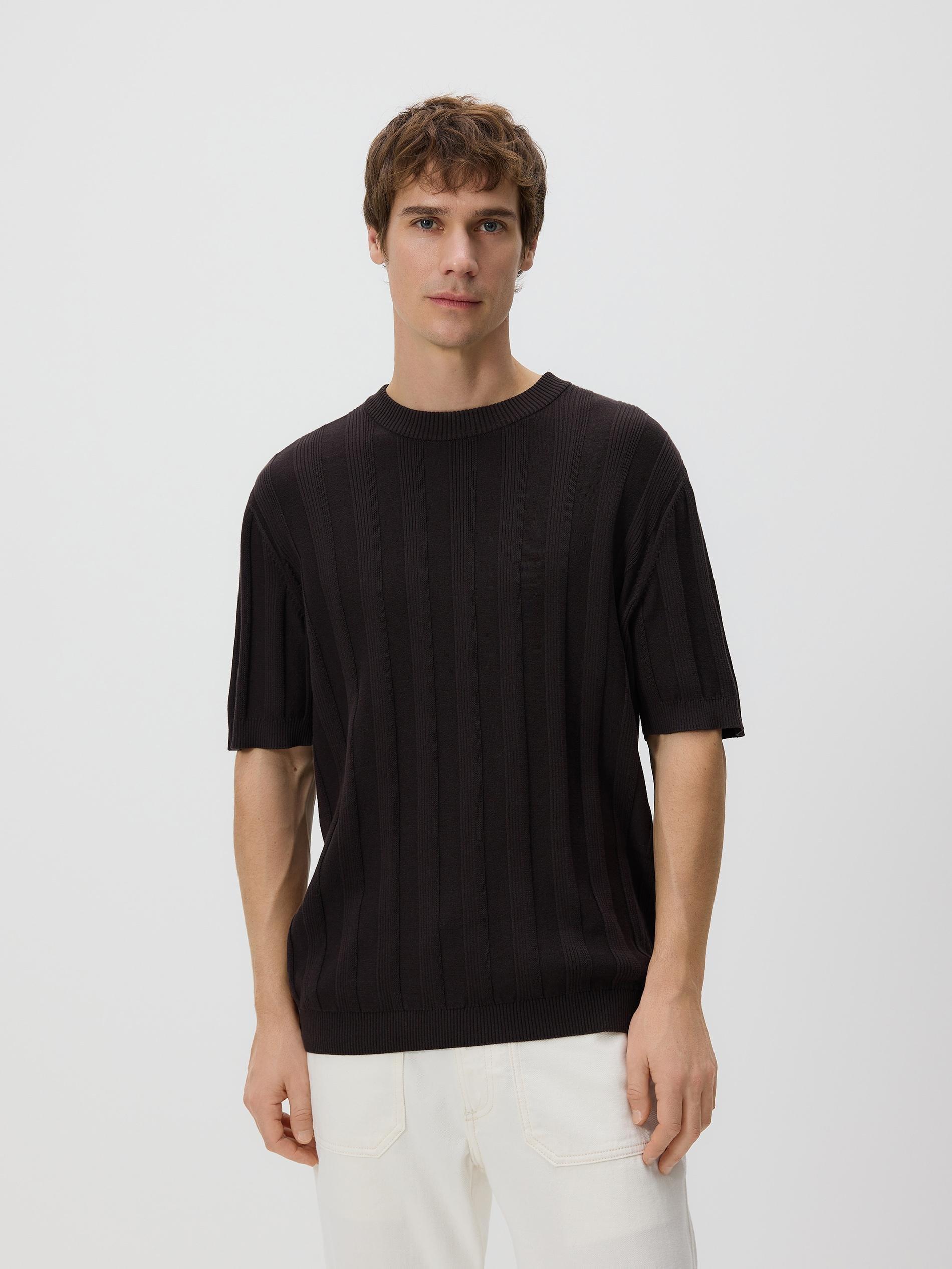 Brown Short-Sleeved Sweater, Brown, large image number 1