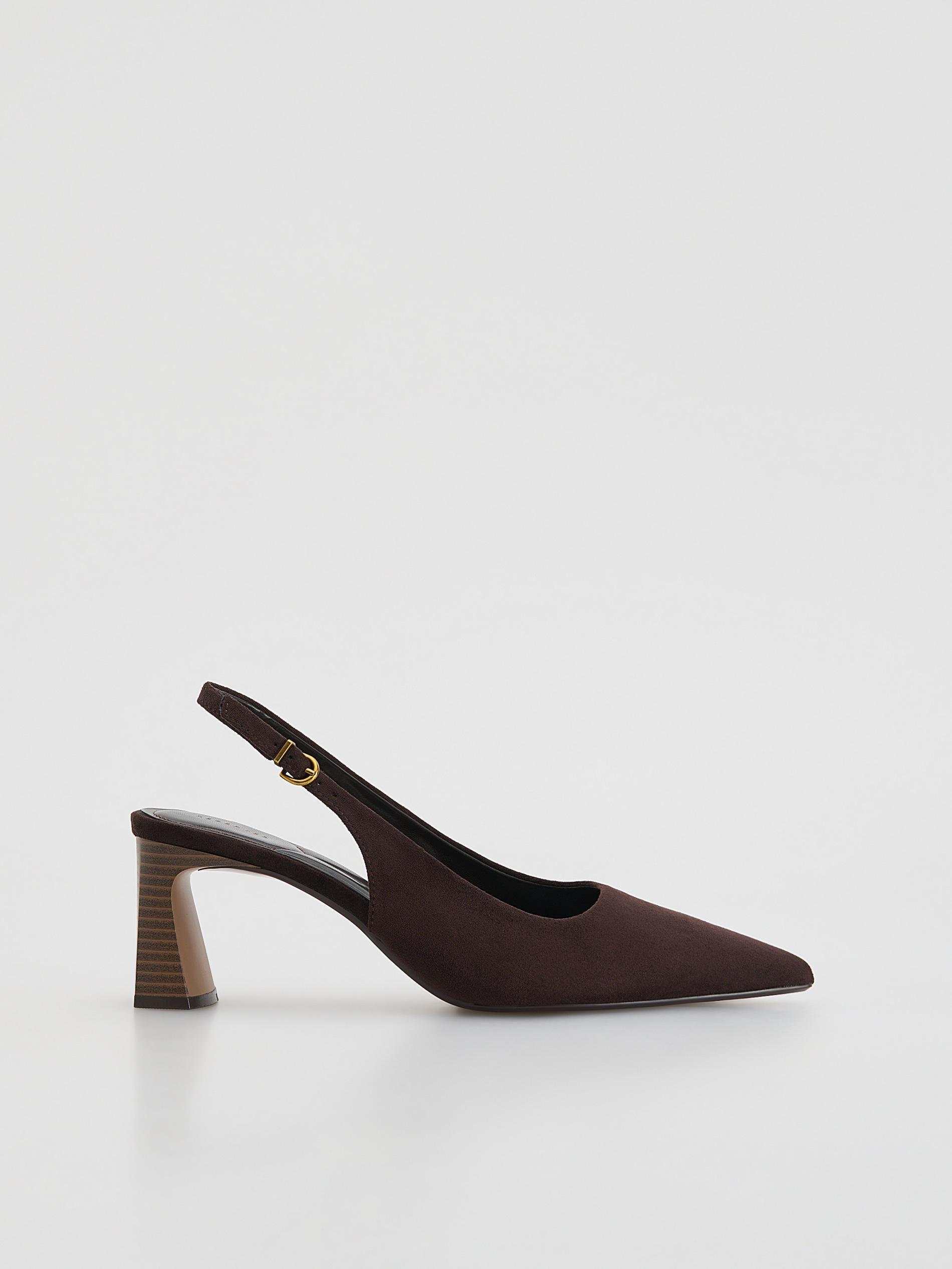 LADIES` PUMPS DARK BROWN, Brown, medium