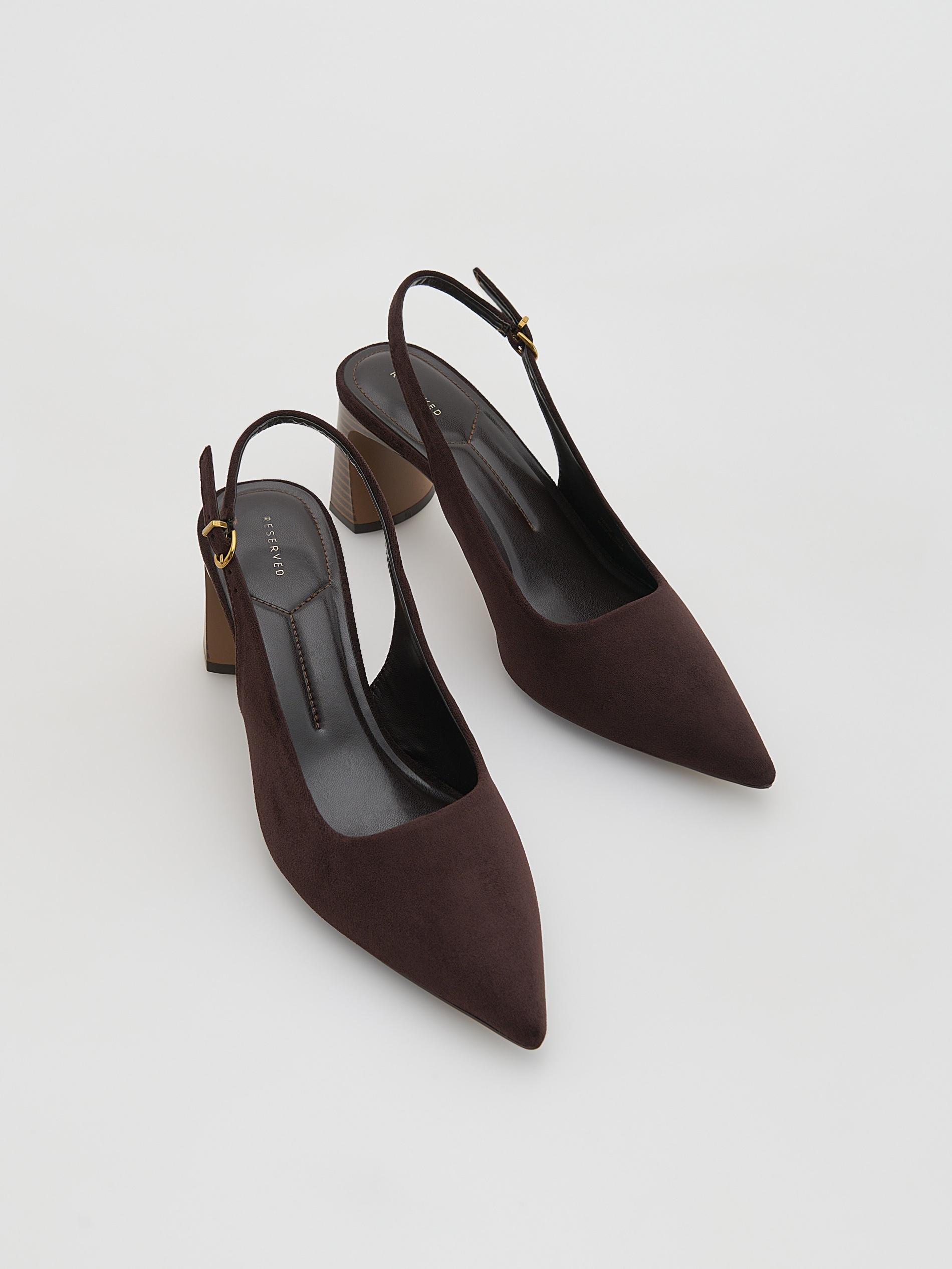 LADIES` PUMPS DARK BROWN, Brown, large image number 3