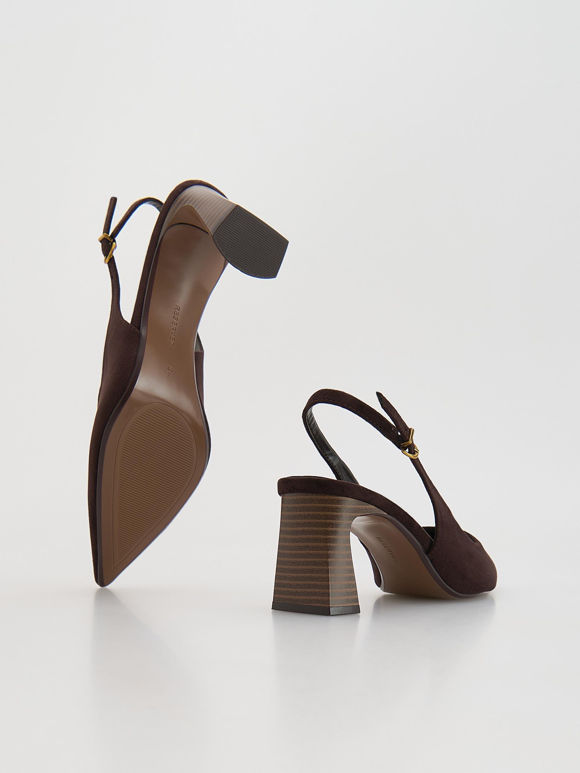 LADIES` PUMPS DARK BROWN, Brown, large image number 4