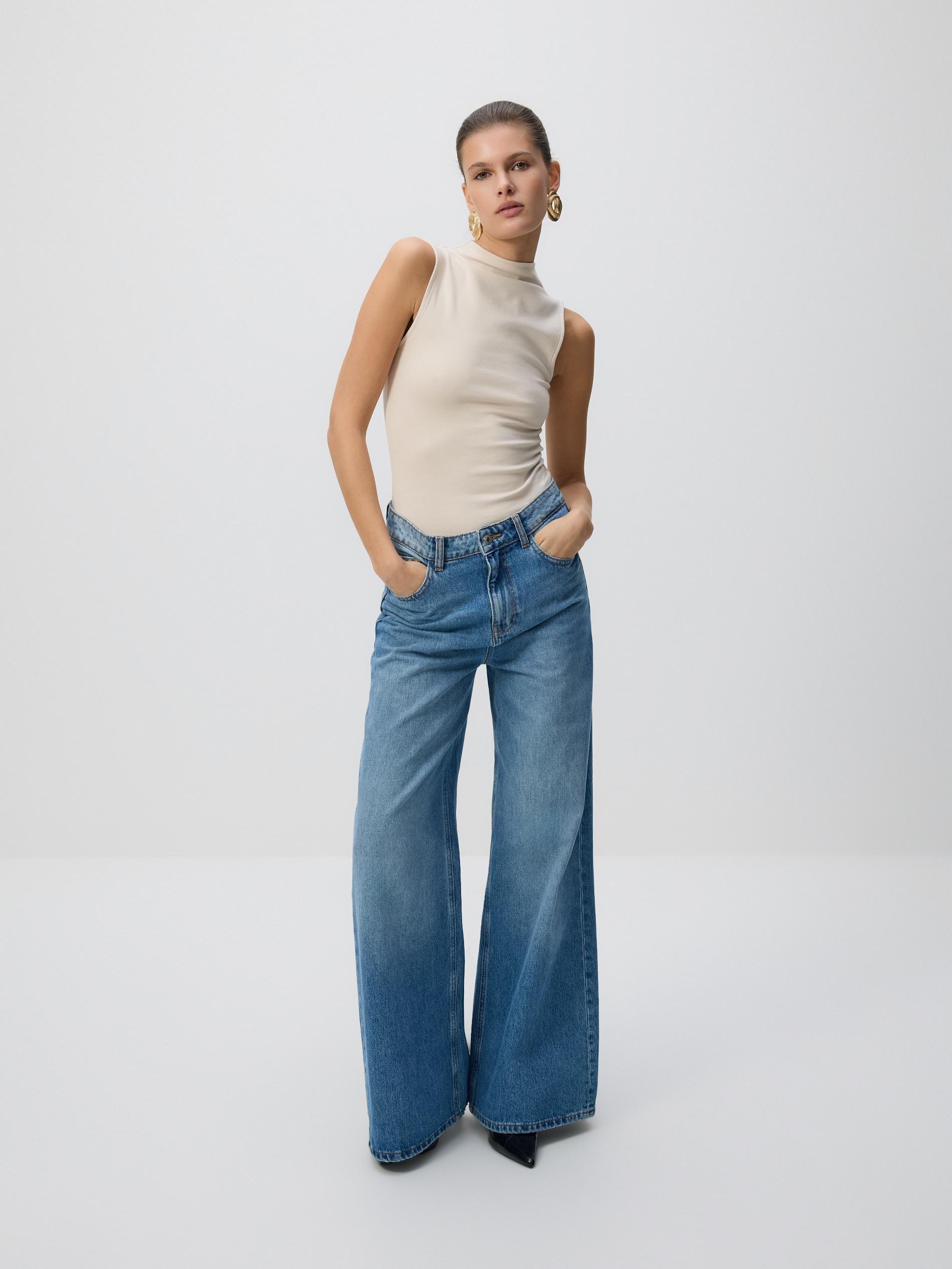 Blue Jeans Wide Leg Jeans, Blue, medium