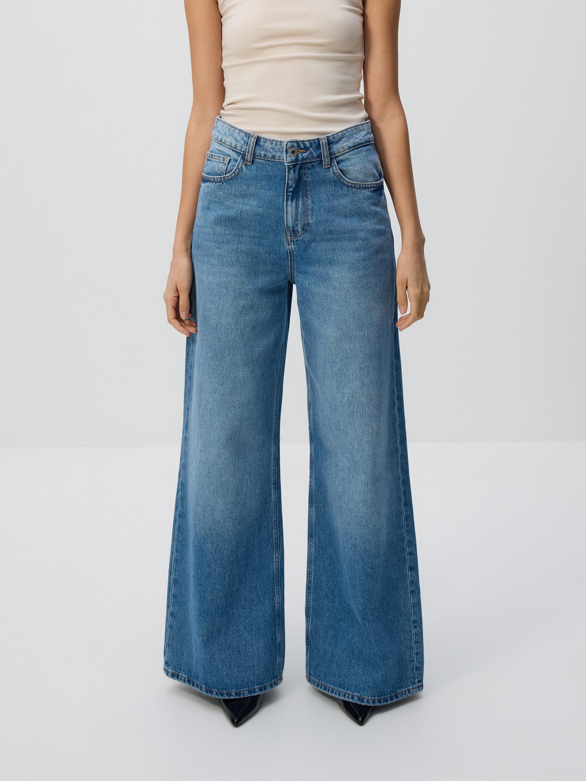 Blue Jeans Wide Leg Jeans, Blue, medium