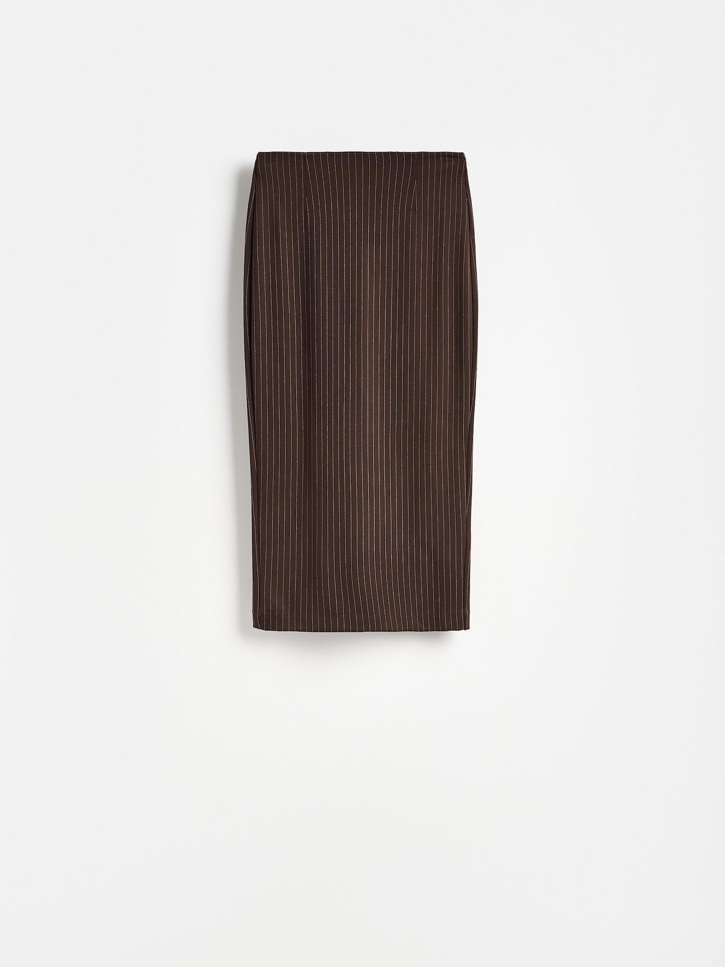 Brown Striped Midi Skirt, Brown, large image number 0
