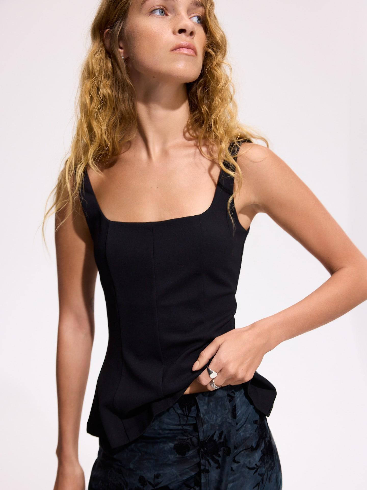 Black Midi Skirt With Fringes, Black, medium