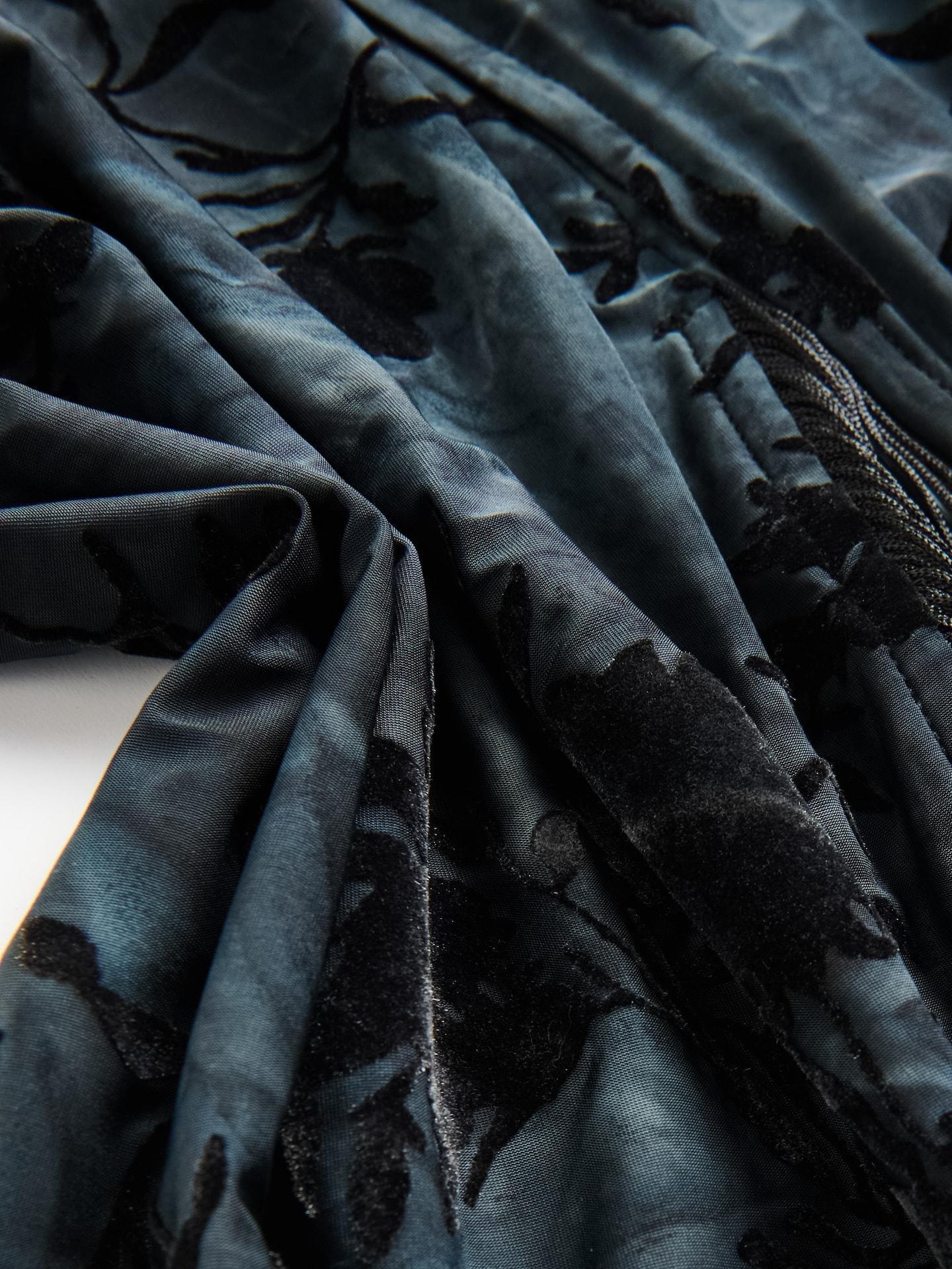 Black Midi Skirt With Fringes, Black, large image number 5