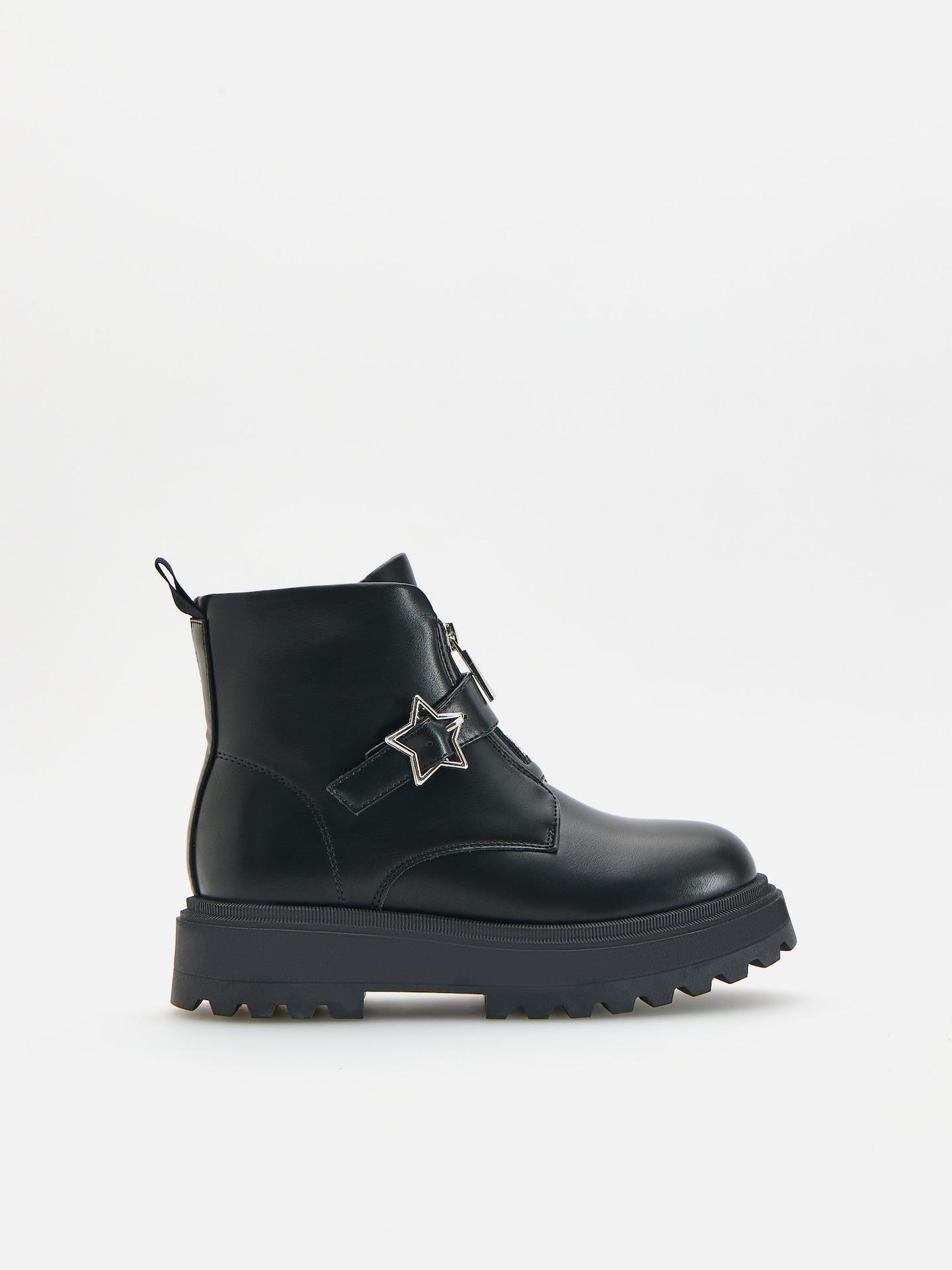 Black Ankle Boots With Zipper On The Shaft, Black, large image number 0