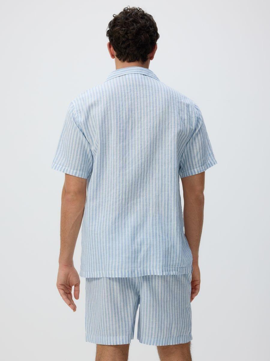 Blue Two-Piece Linen Blend Pajama Set, , large image number 1