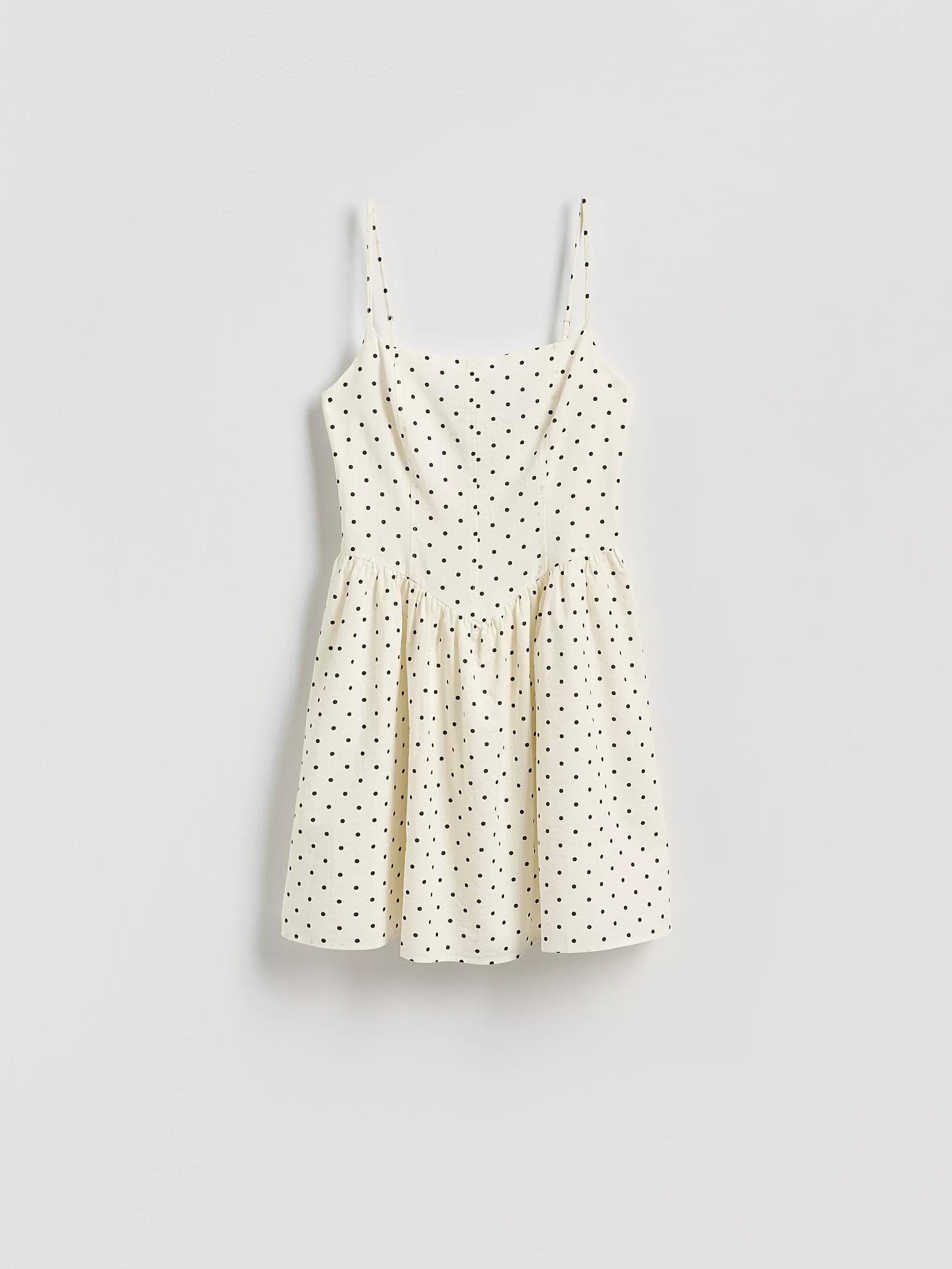 WHITE Mini dress with polka dots, , large image number 0