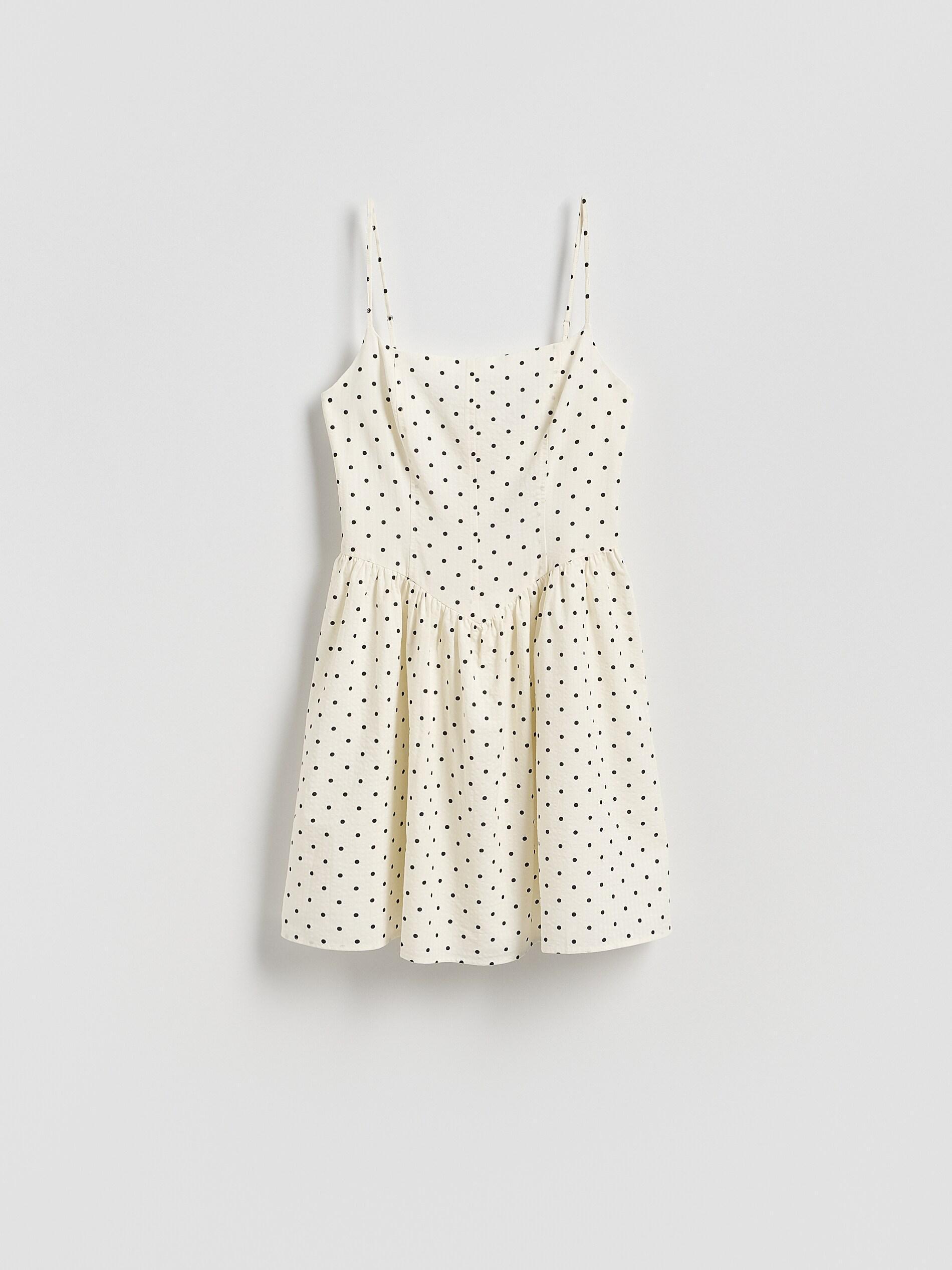 WHITE Mini dress with polka dots, White, medium