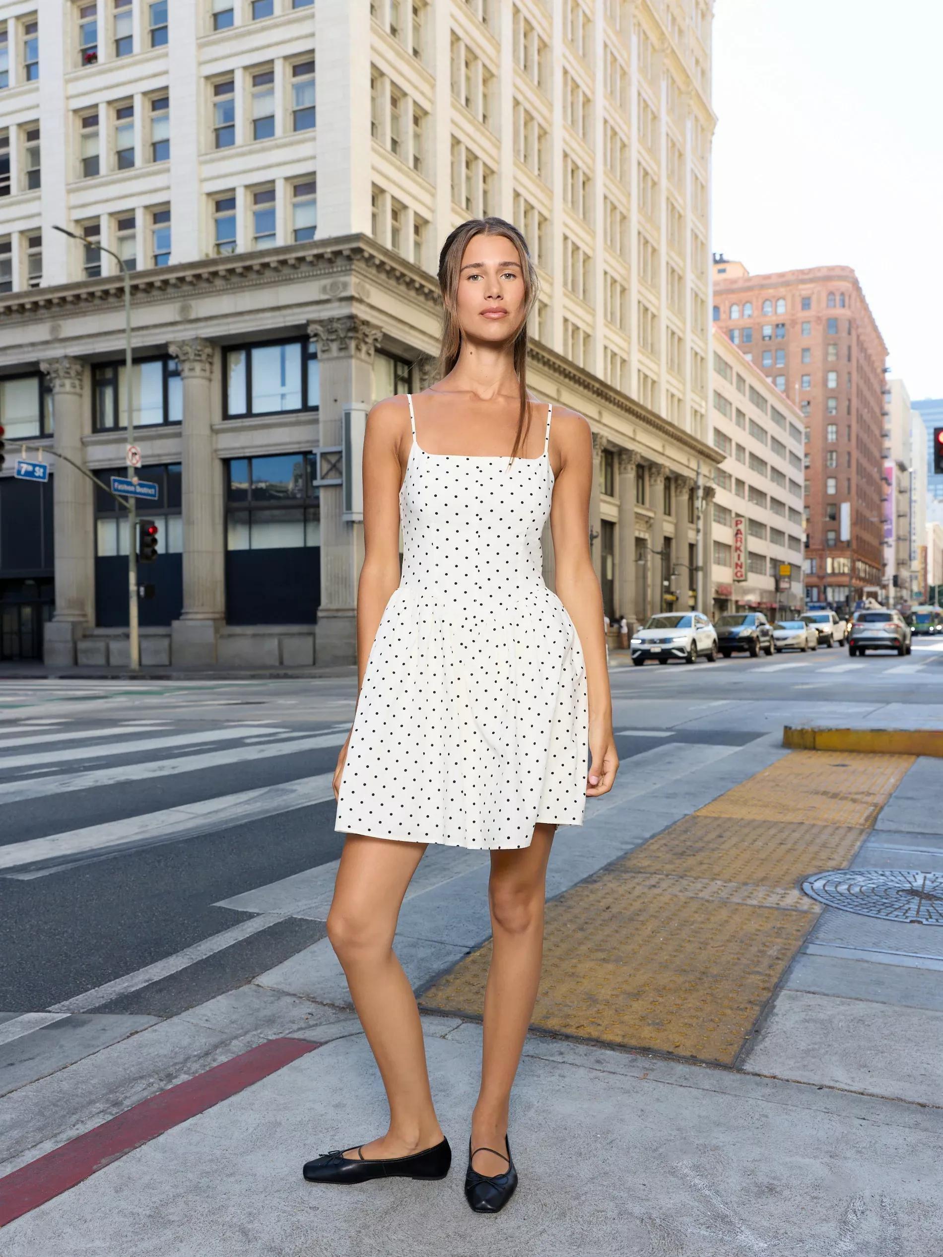 WHITE Mini dress with polka dots, , large image number 3