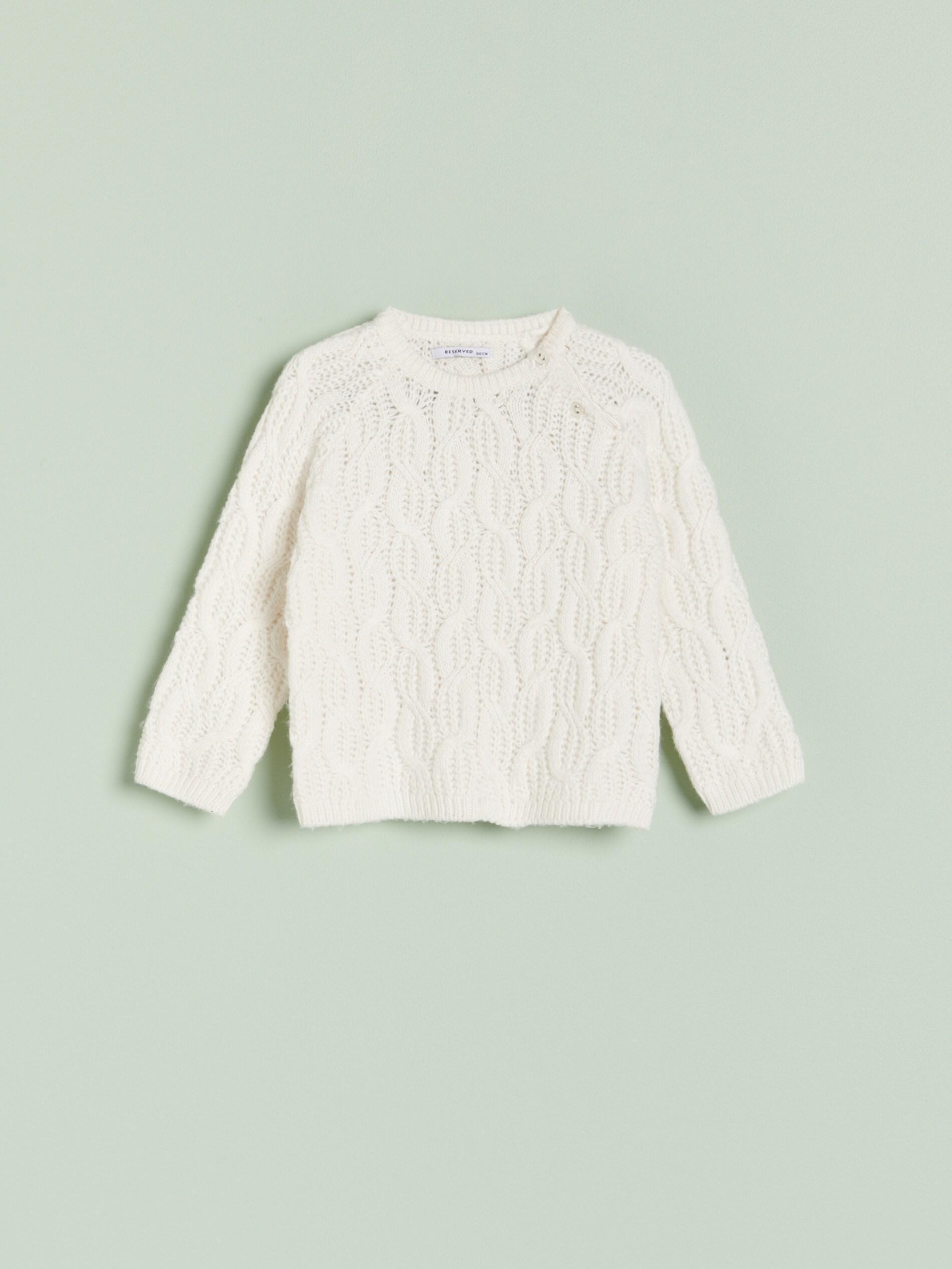 Ivory Jumper With Decorative Knit, Kids Girl, , large image number 1
