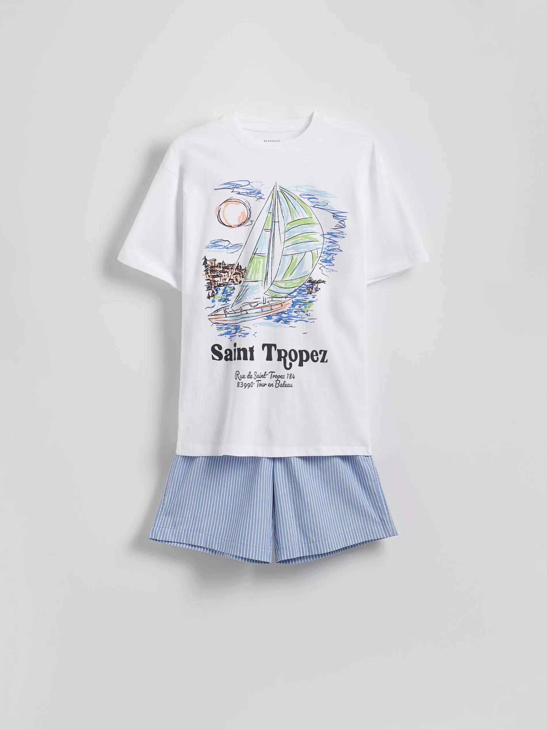 White Two Piece Cotton Pyjama Set, White, large image number 0