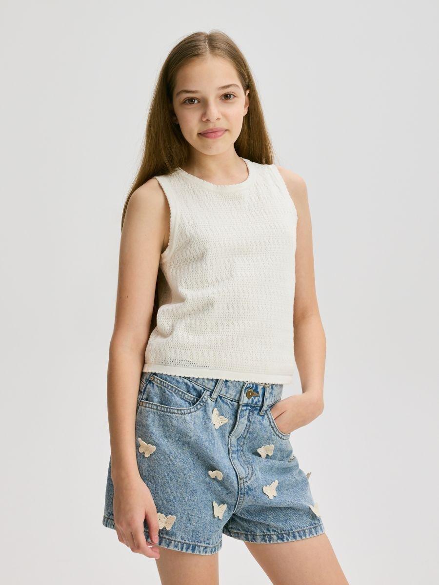 Blue Shorts, Kids Girl, , large image number 1