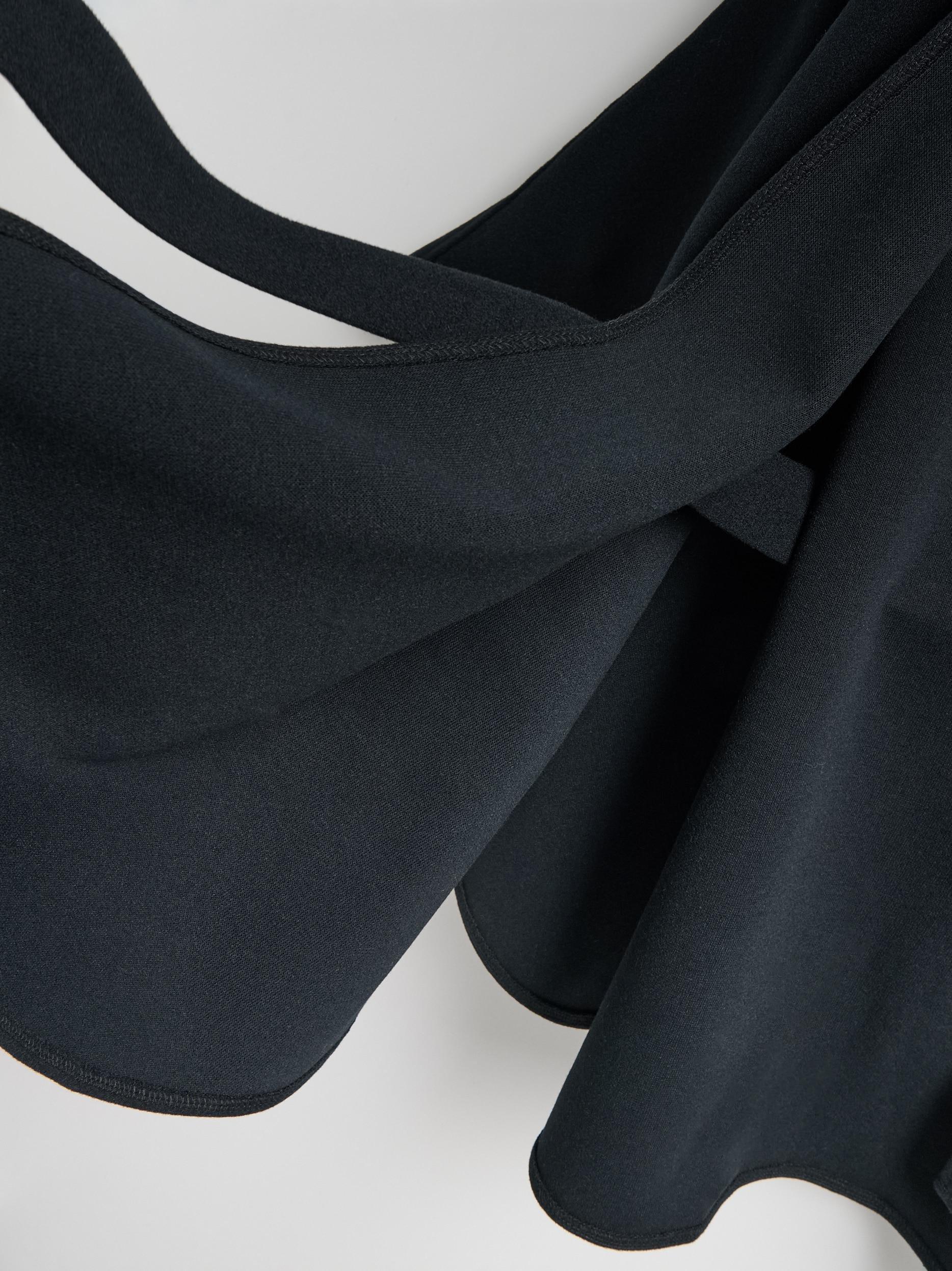 Black Poncho With Tie, Black, medium