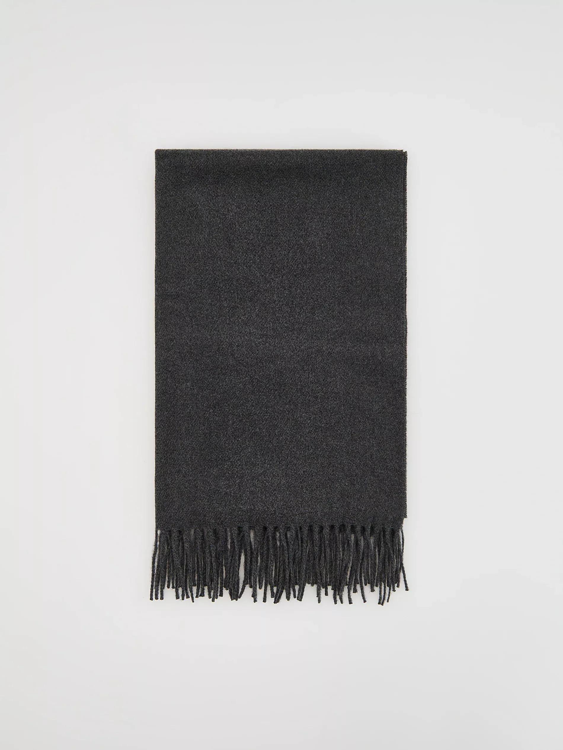 Grey Plain Scarf With Fringes, Grey, large image number 0