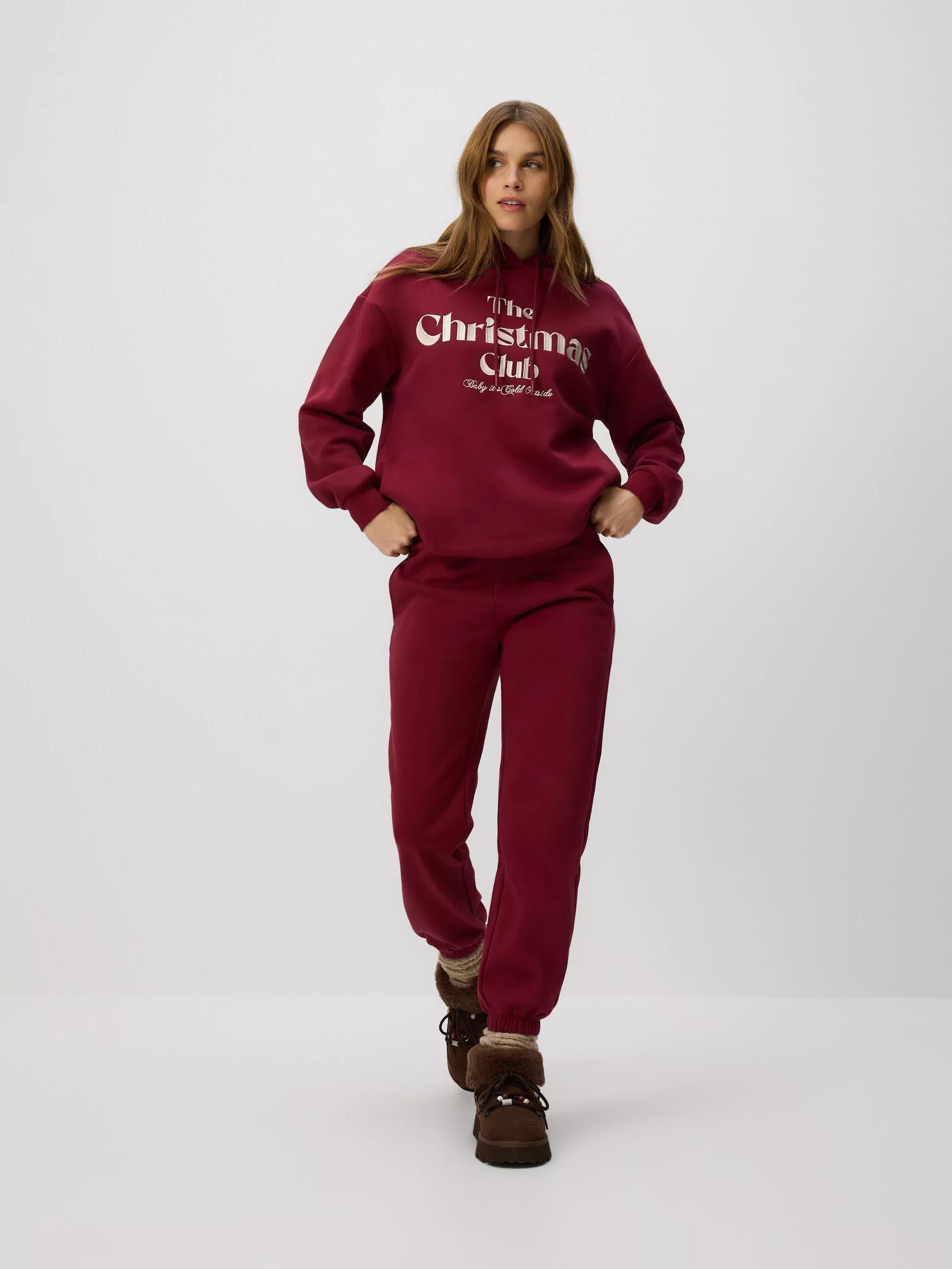 Maroon Sweatshirt With Christmas Slogan, Burgundy, medium