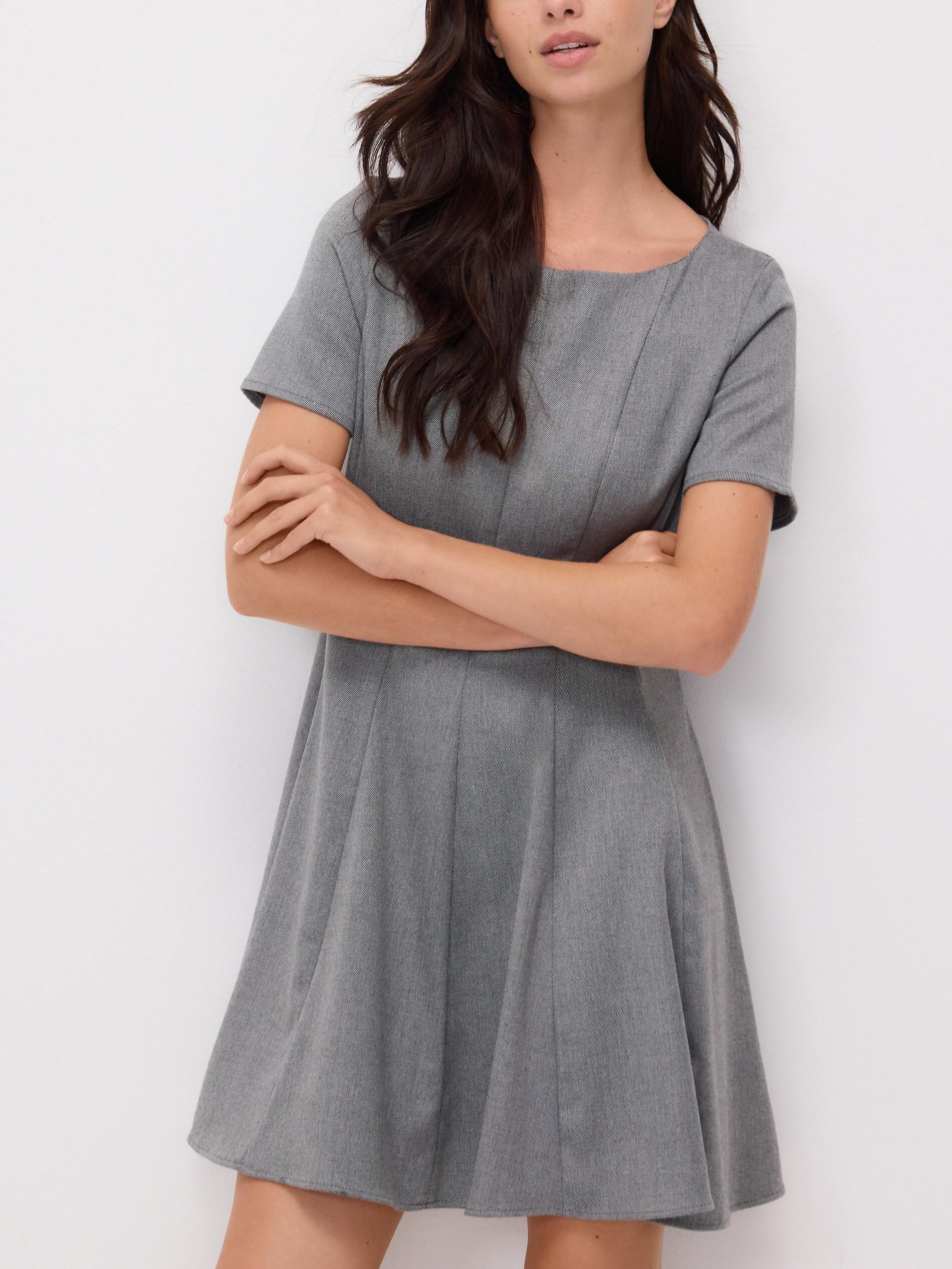 Grey Round Neck Mini Dress, Light grey, large image number 0