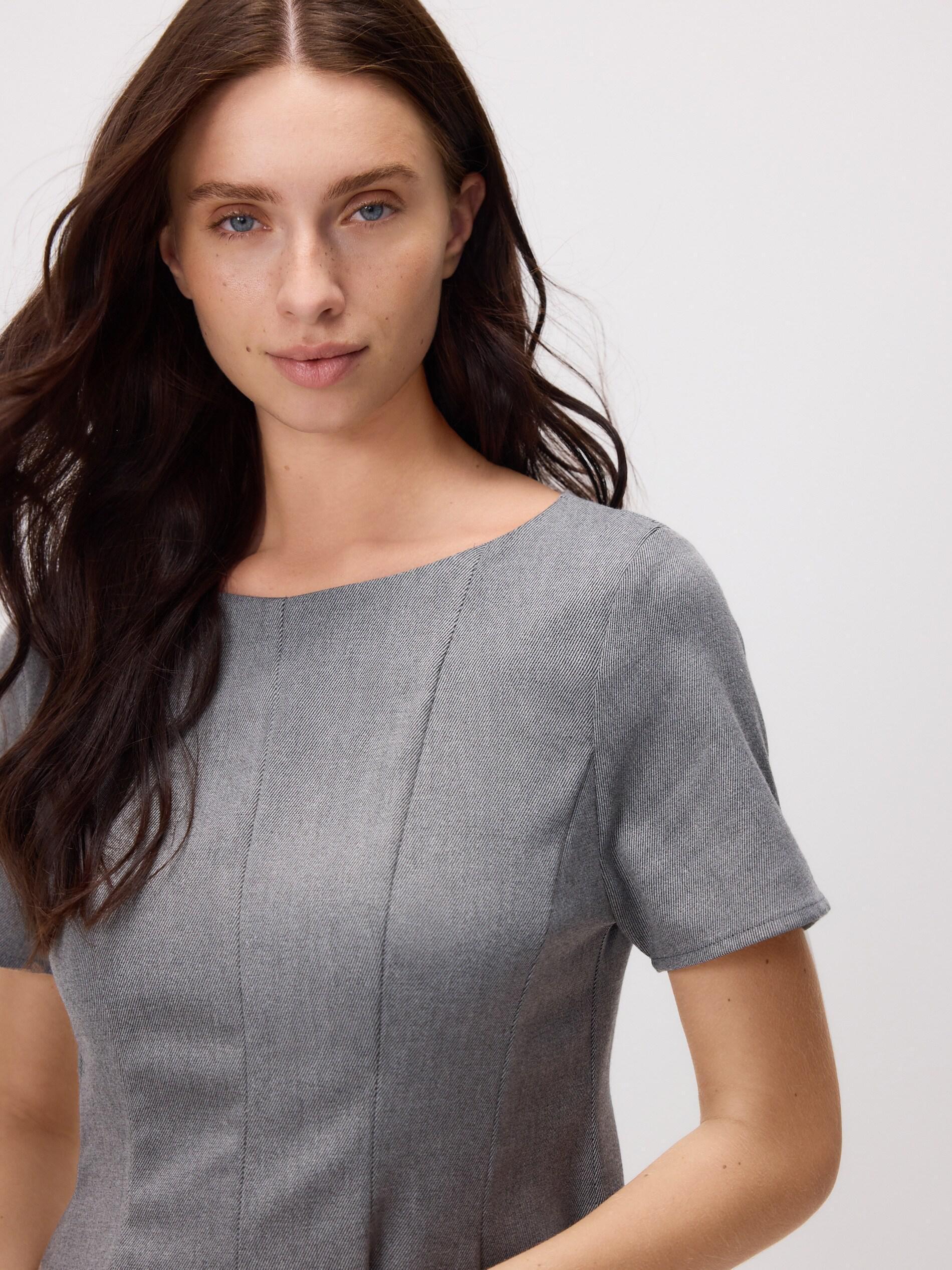 Grey Round Neck Mini Dress, Light grey, large image number 2