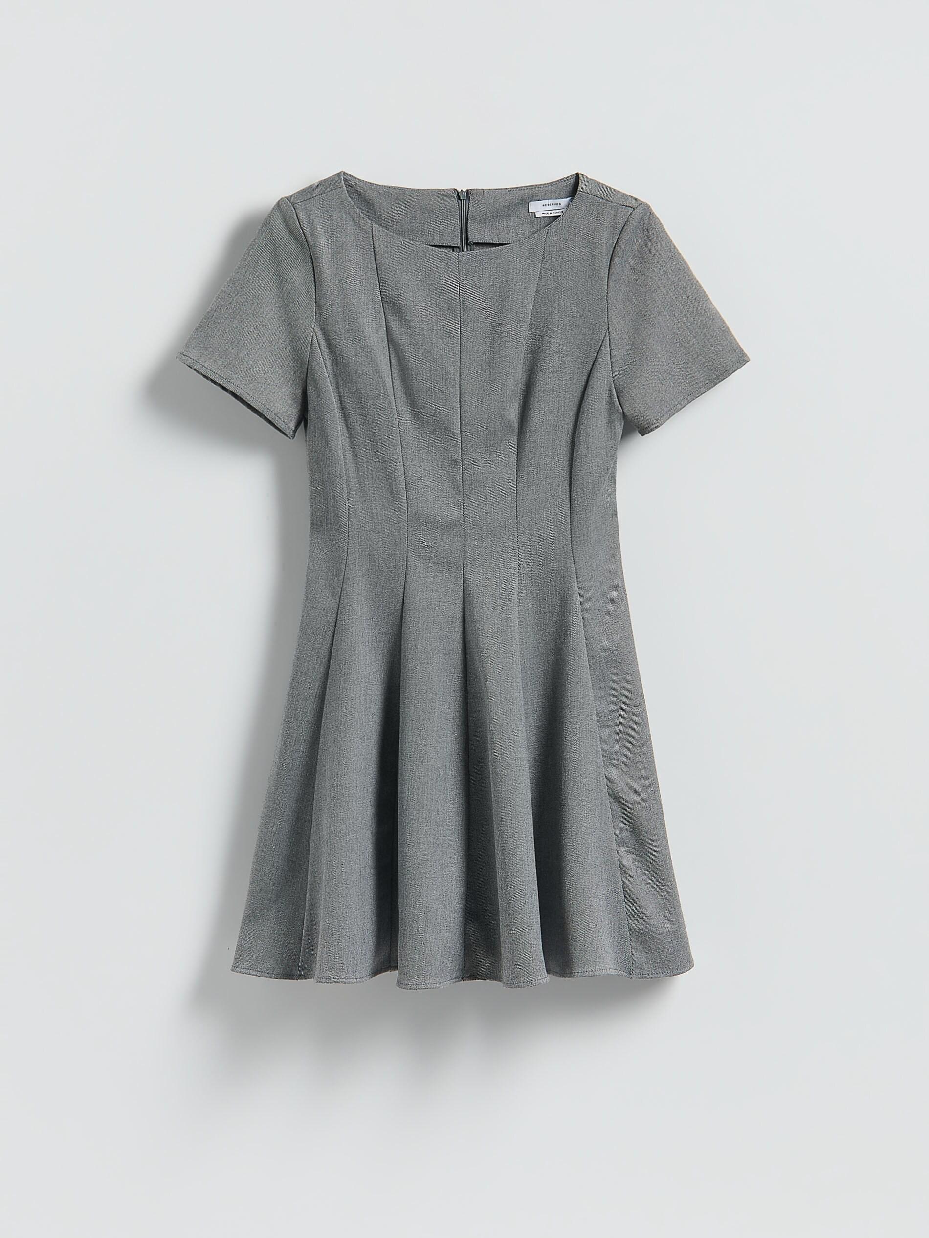 Grey Round Neck Mini Dress, Light grey, large image number 4