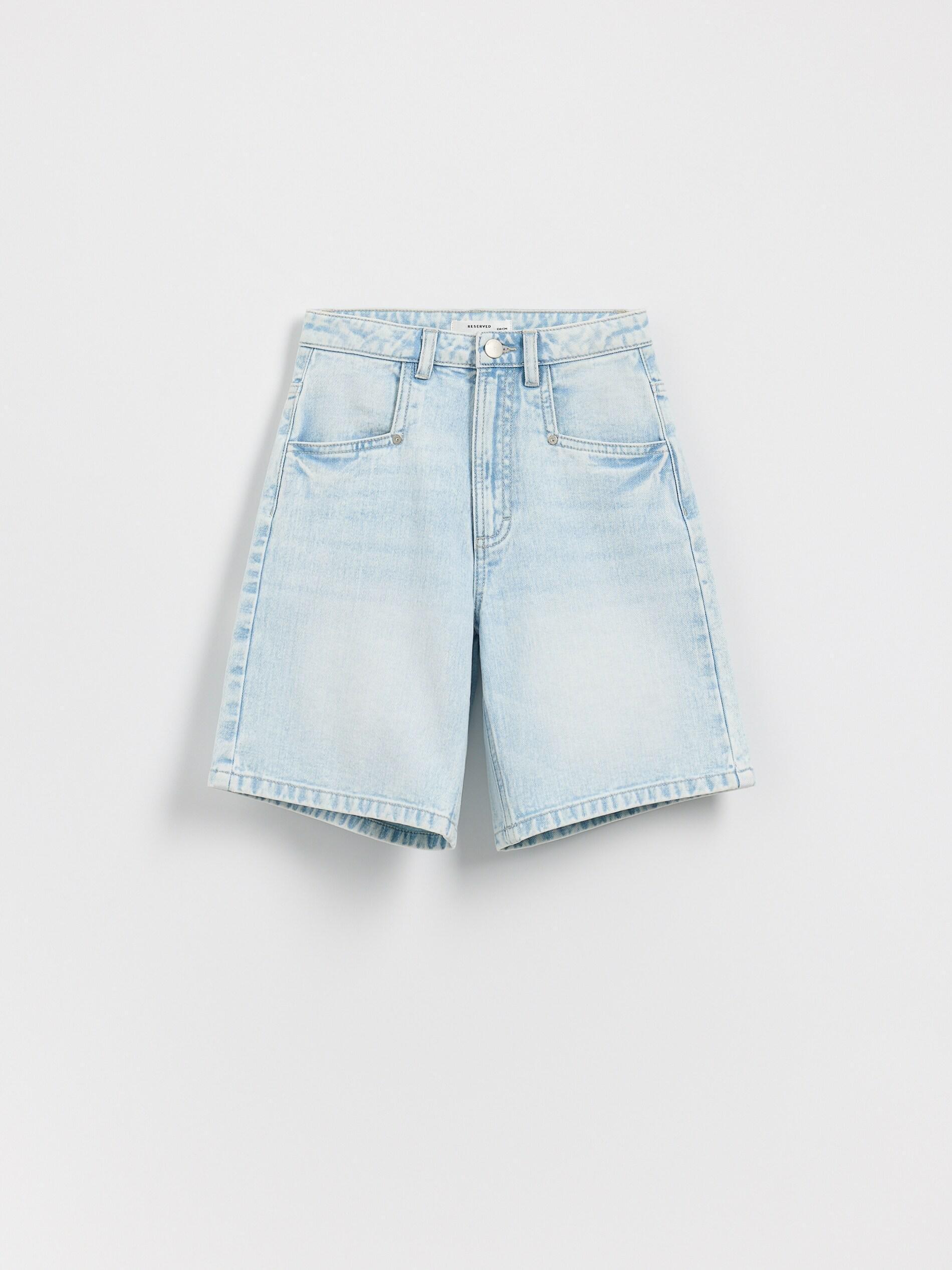 Blue Denim Bermuda Shorts, Blue, medium