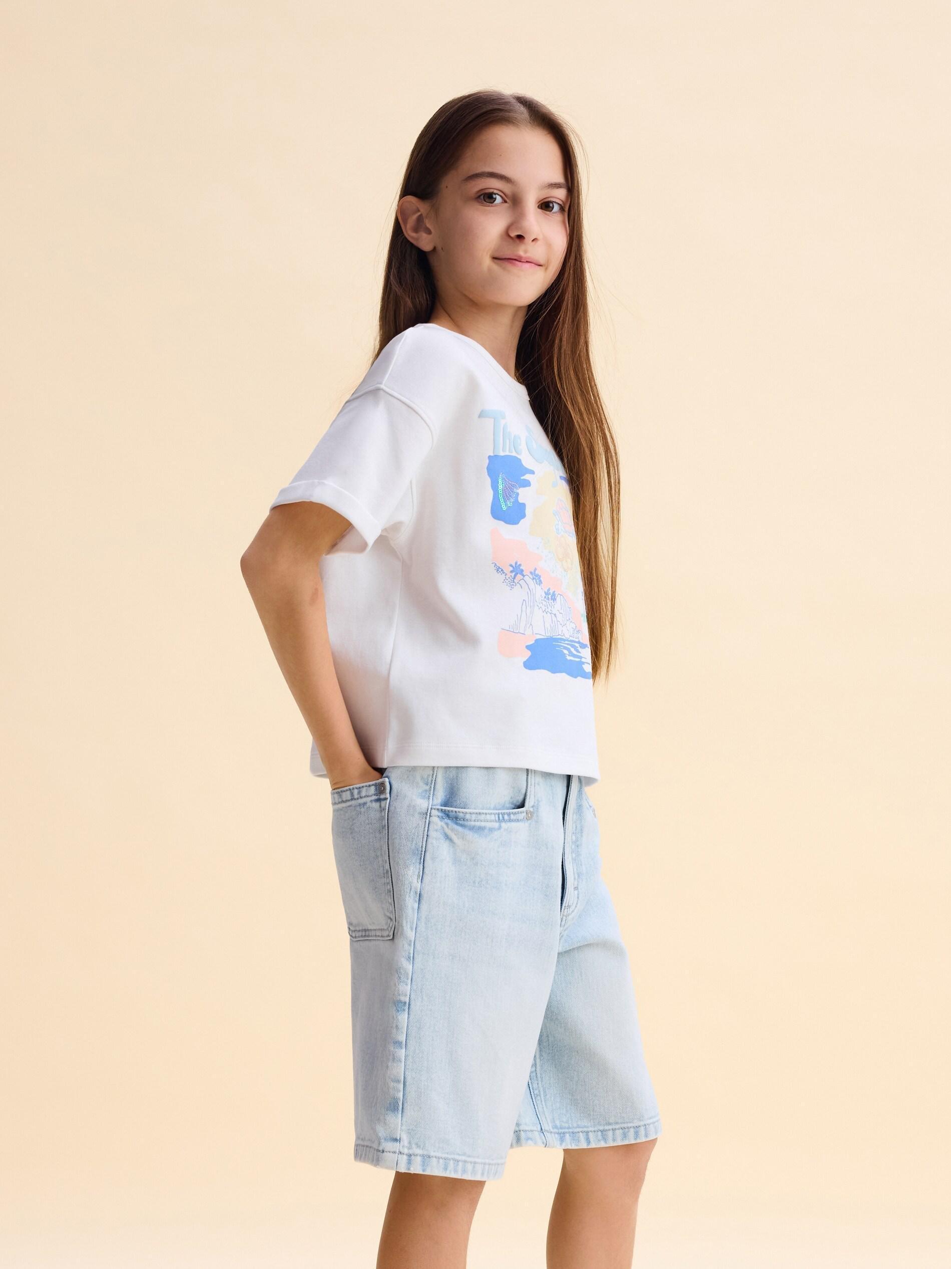 Blue Denim Bermuda Shorts, Blue, large image number 3