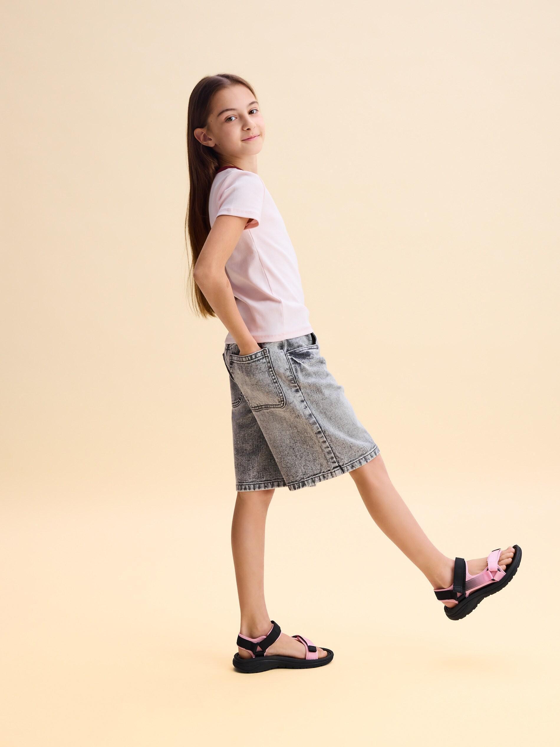 Grey Denim Bermuda Shorts, Light grey, medium