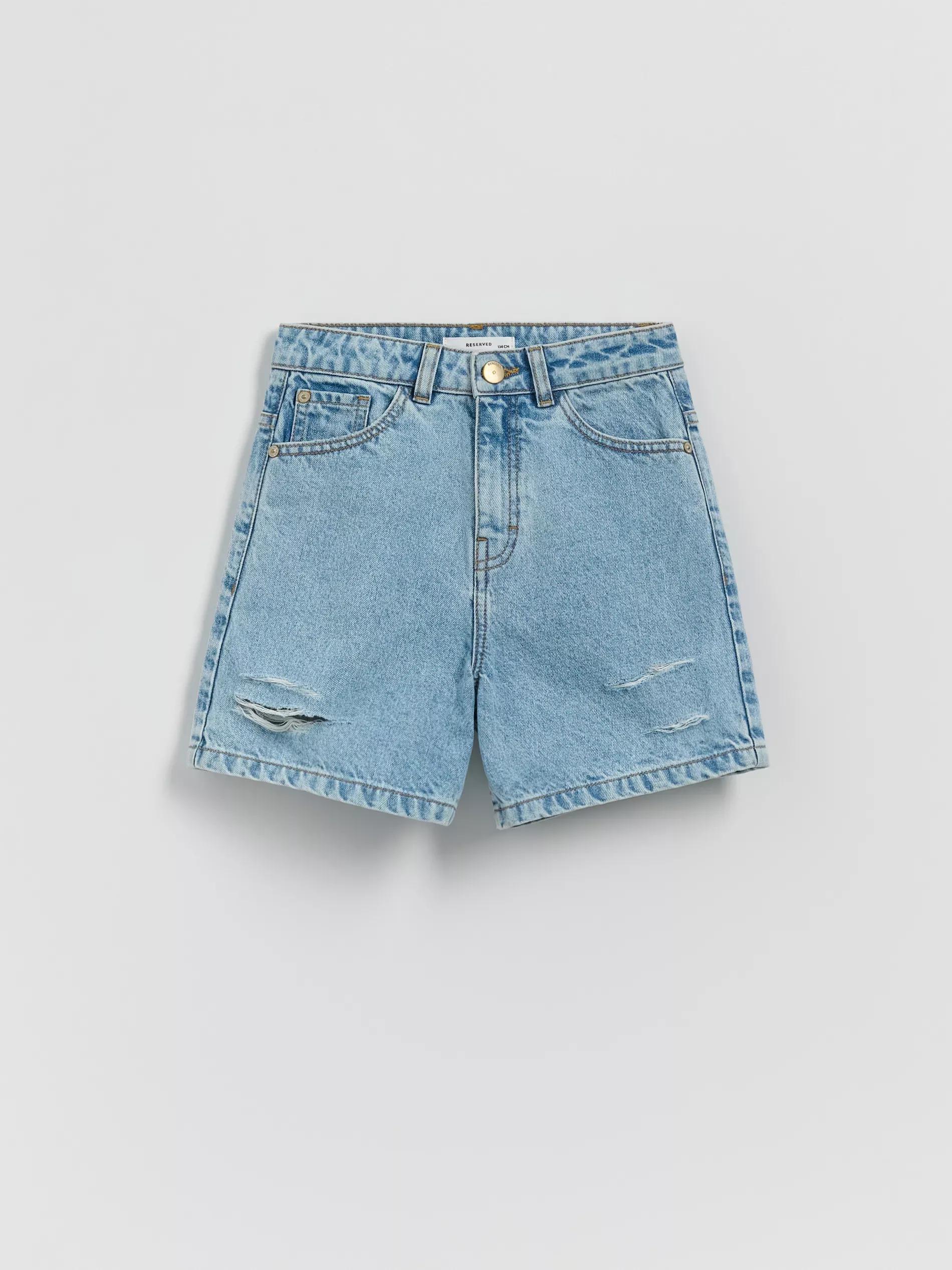 Blue Jeans High-Waisted Denim Shorts, Blue, large image number 0