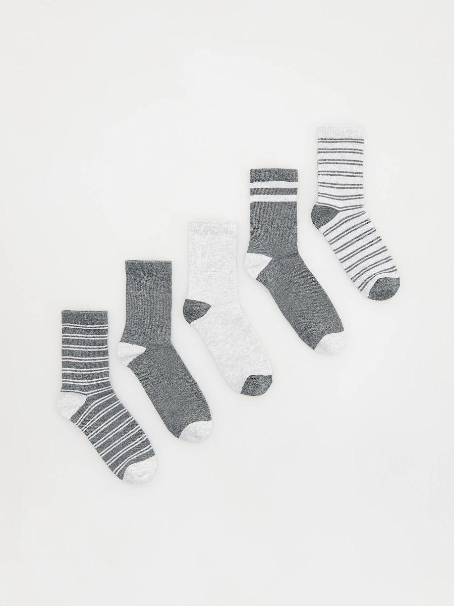 Grey Cotton-Rich Socks, Pack Of 5, , large image number 0