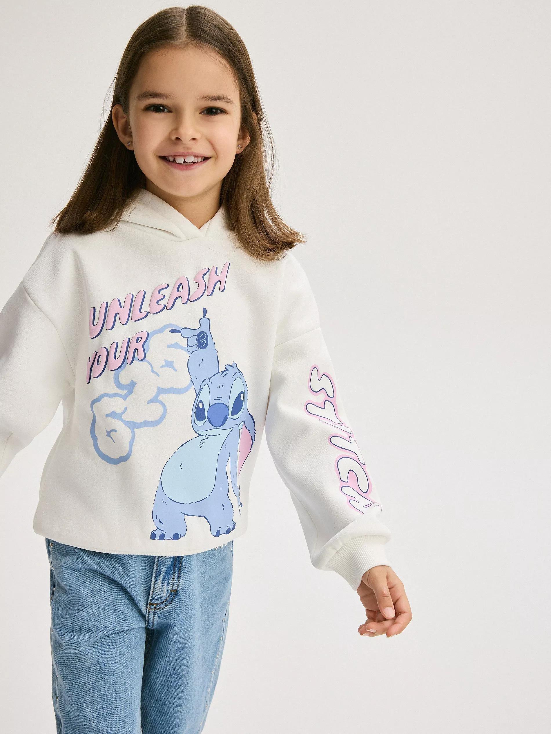 White Hooded Long Sleeve Sweatshirt, Kids Girls, , large image number 1