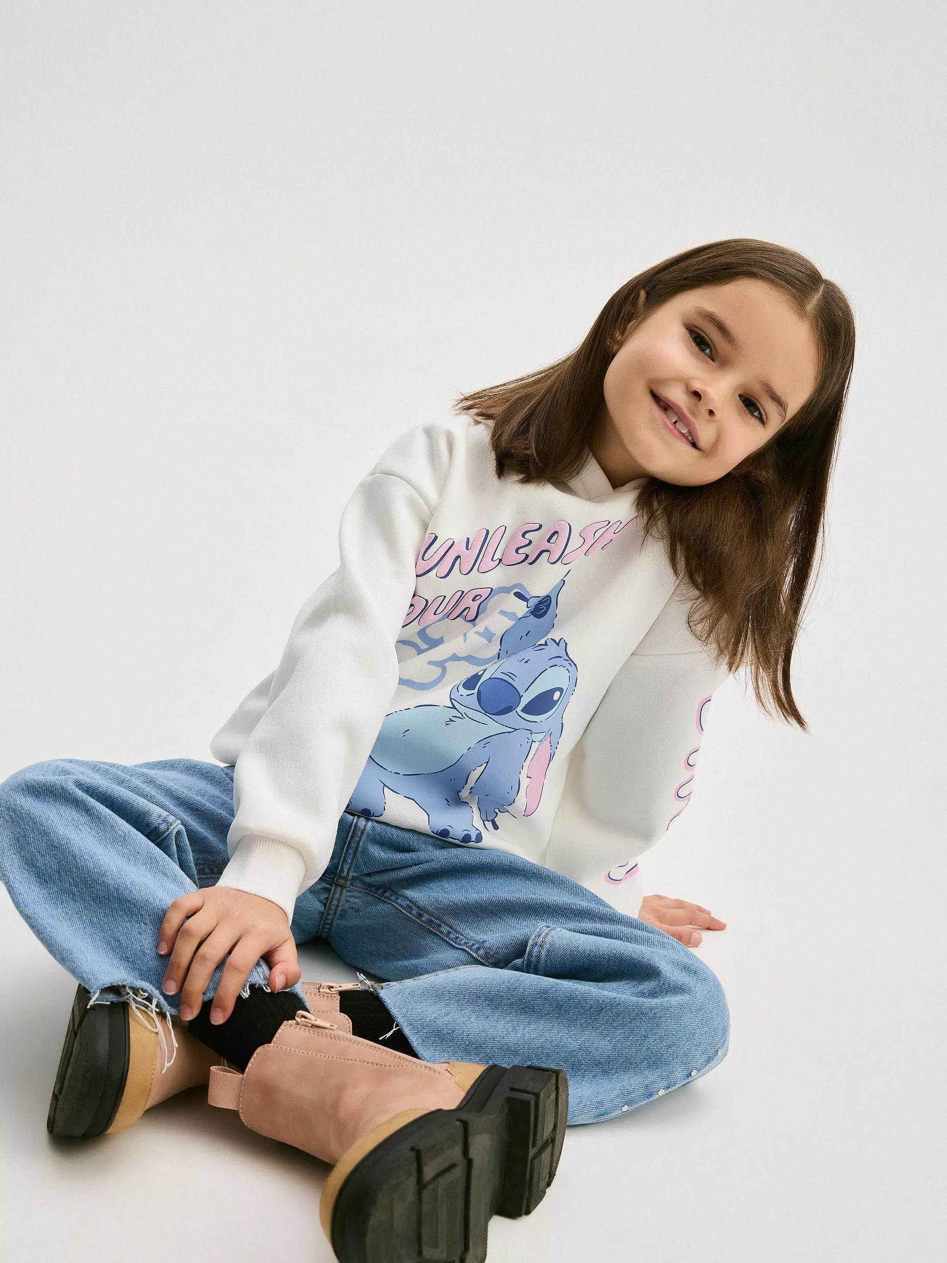 White Hooded Long Sleeve Sweatshirt, Kids Girls, , large image number 5