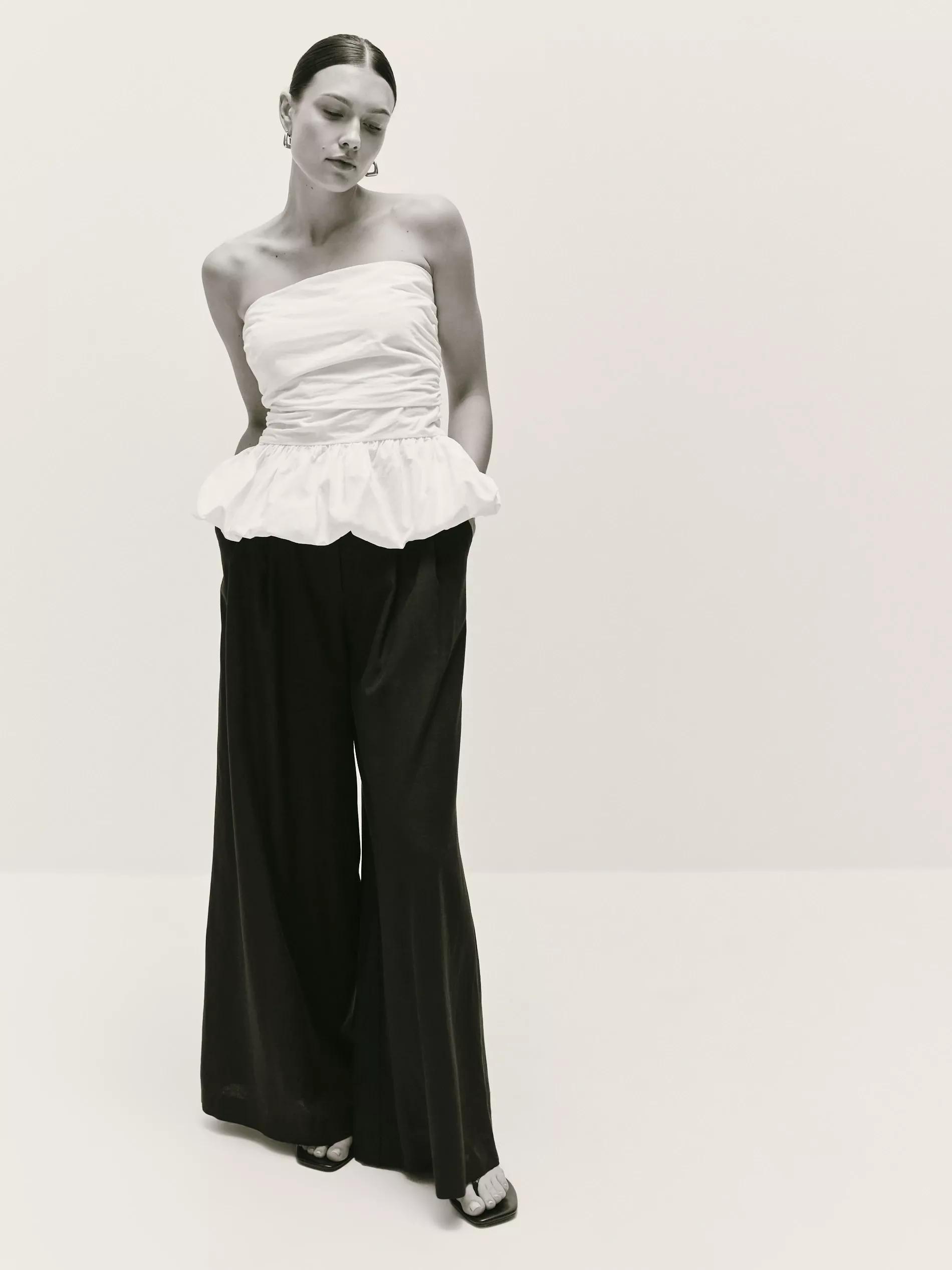 Navy Wide Leg Trousers, , large image number 3