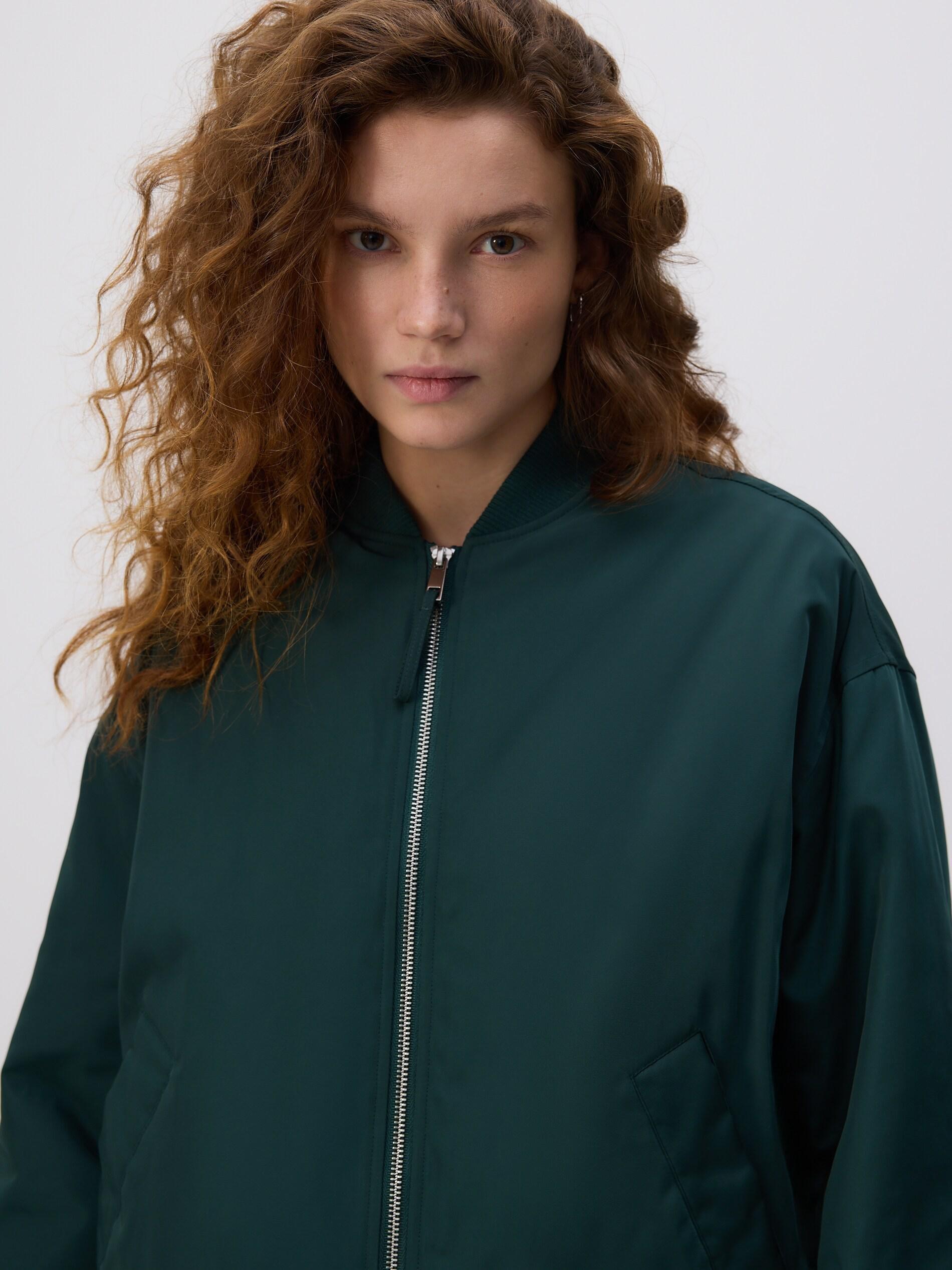 Green Oversized Bomber Jacket, Turquoise, large image number 2