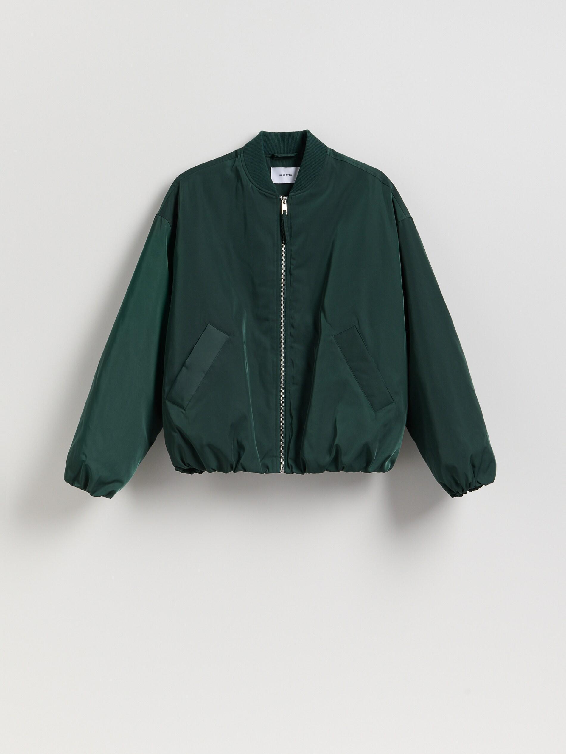 Green Oversized Bomber Jacket, Turquoise, large image number 4