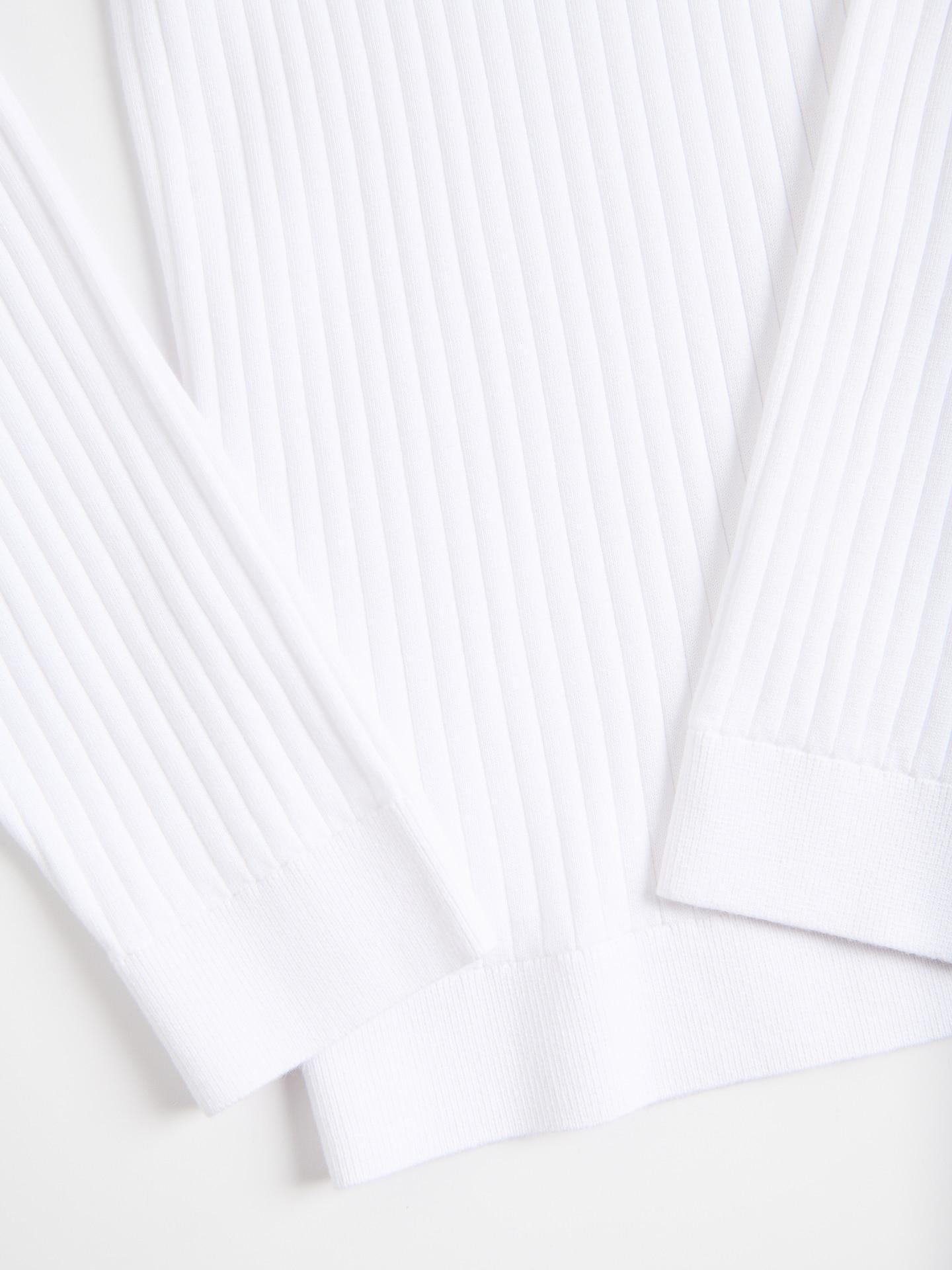 White Ribbed Polo Sweater, White, large image number 4