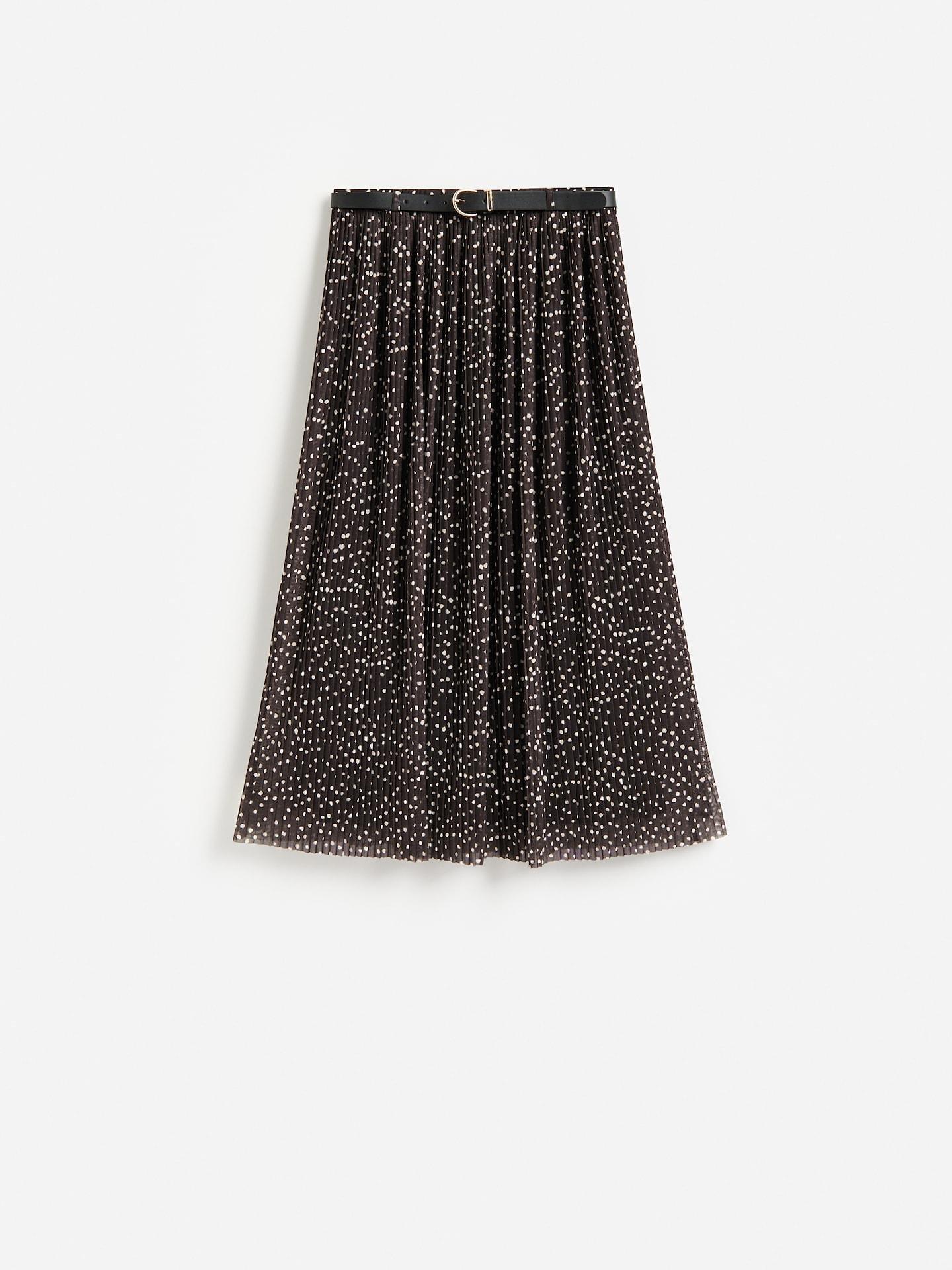 Brown Pleated Midi Skirt, Brown, medium