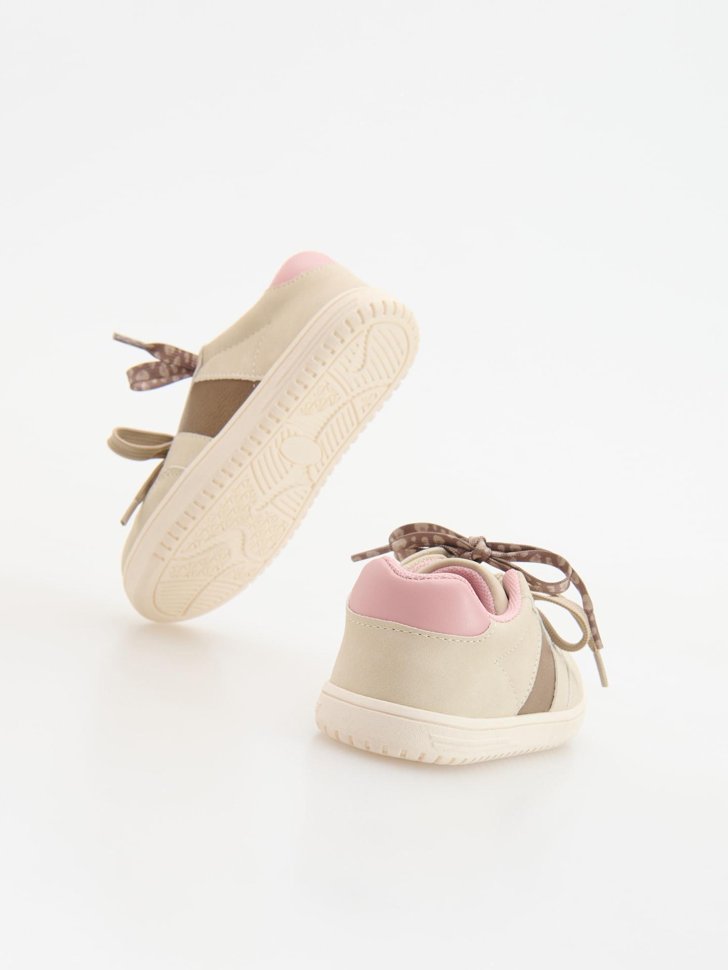 Beige Leather Imitation Trainers, Beige, large image number 1