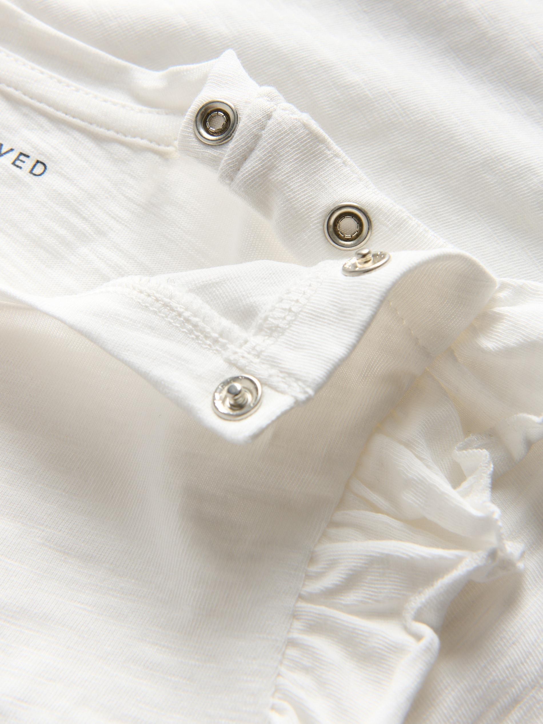 Cream Cotton T-Shirt With Ruffle Details, Kids Girls, , large image number 1