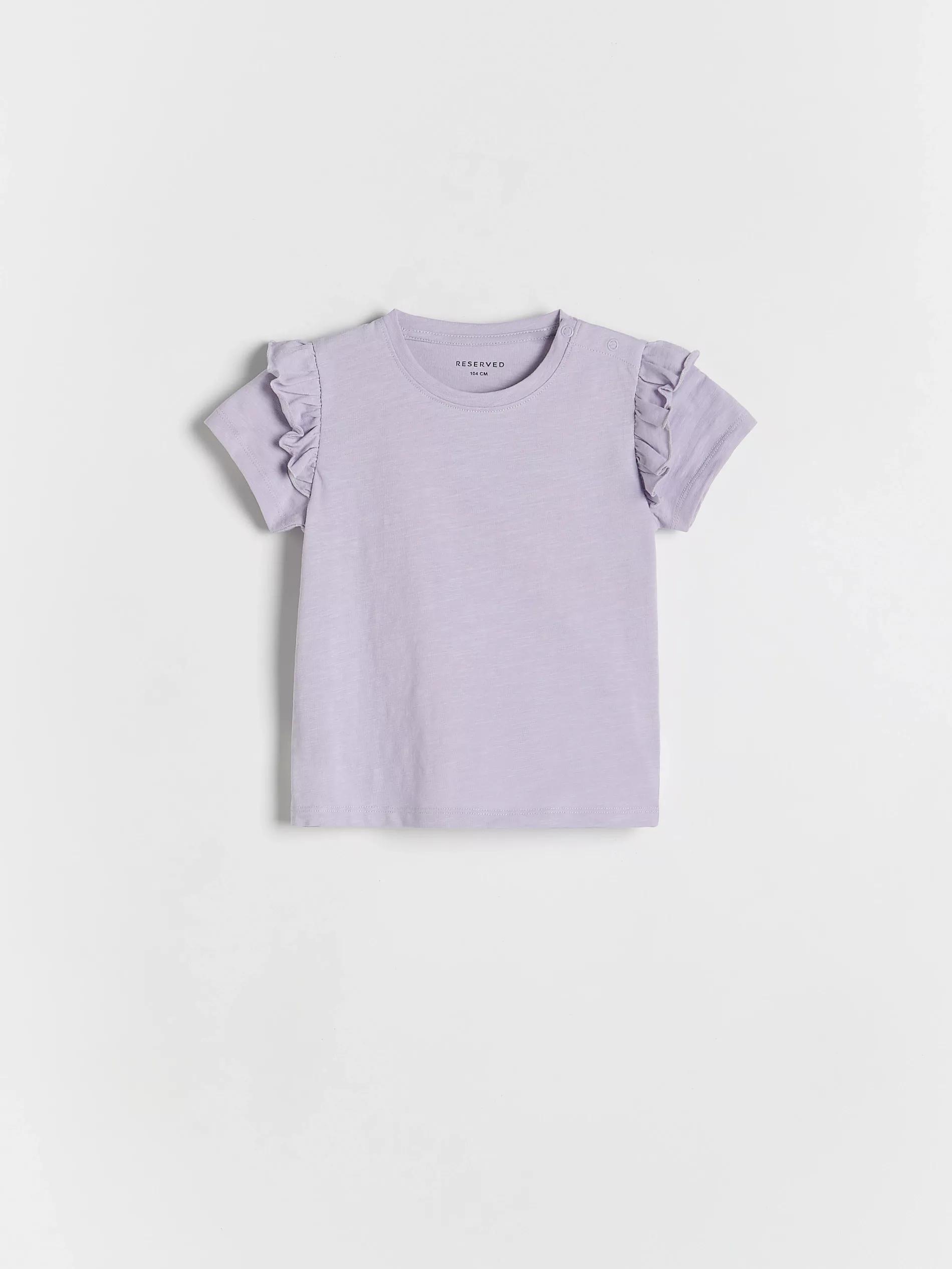 Purple Cotton T-Shirt With Ruffle Details, Kids Girls, , large image number 0