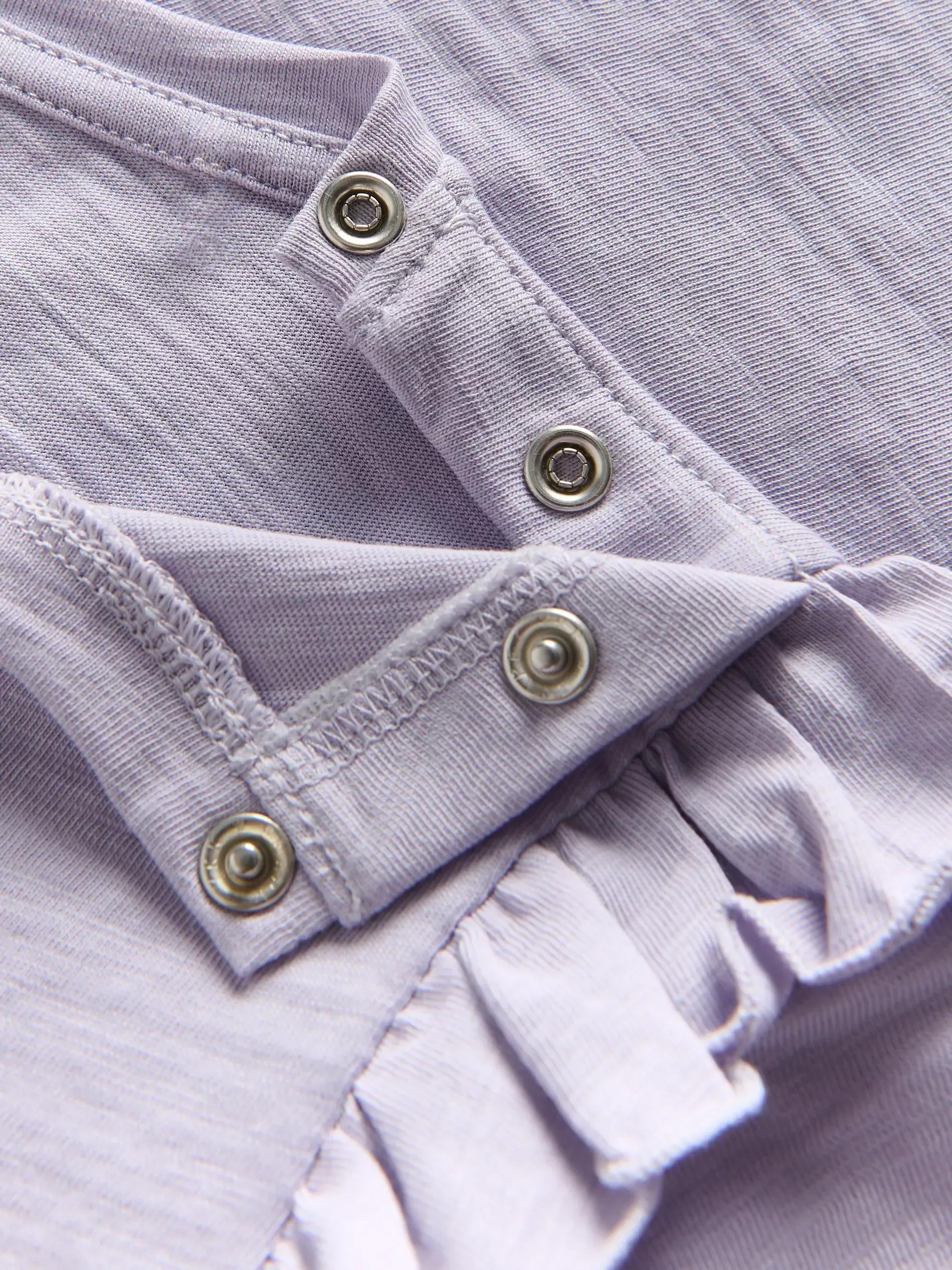 Purple Cotton T-Shirt With Ruffle Details, Kids Girls, , large image number 1