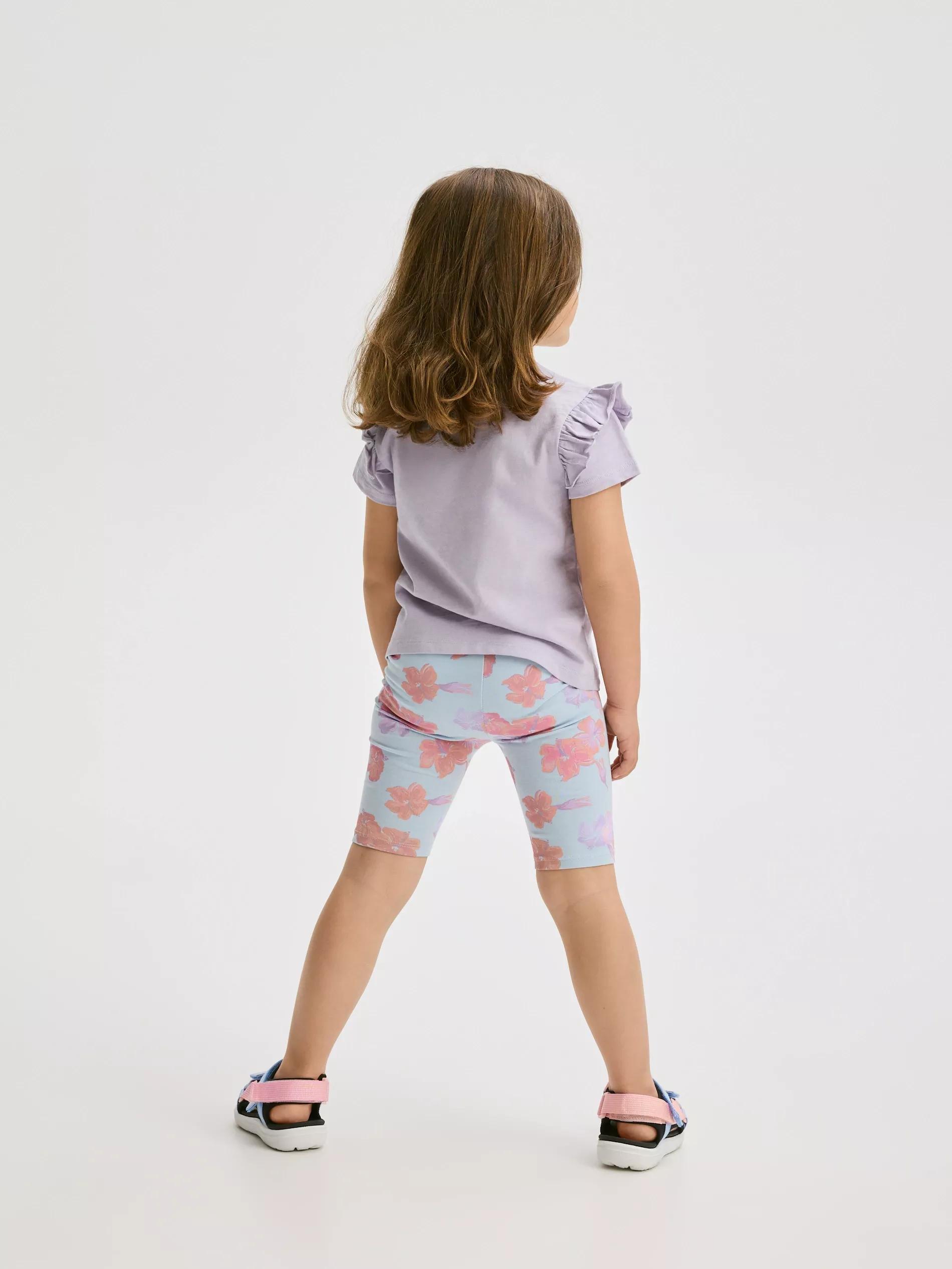 Purple Cotton T-Shirt With Ruffle Details, Kids Girls, , large image number 3