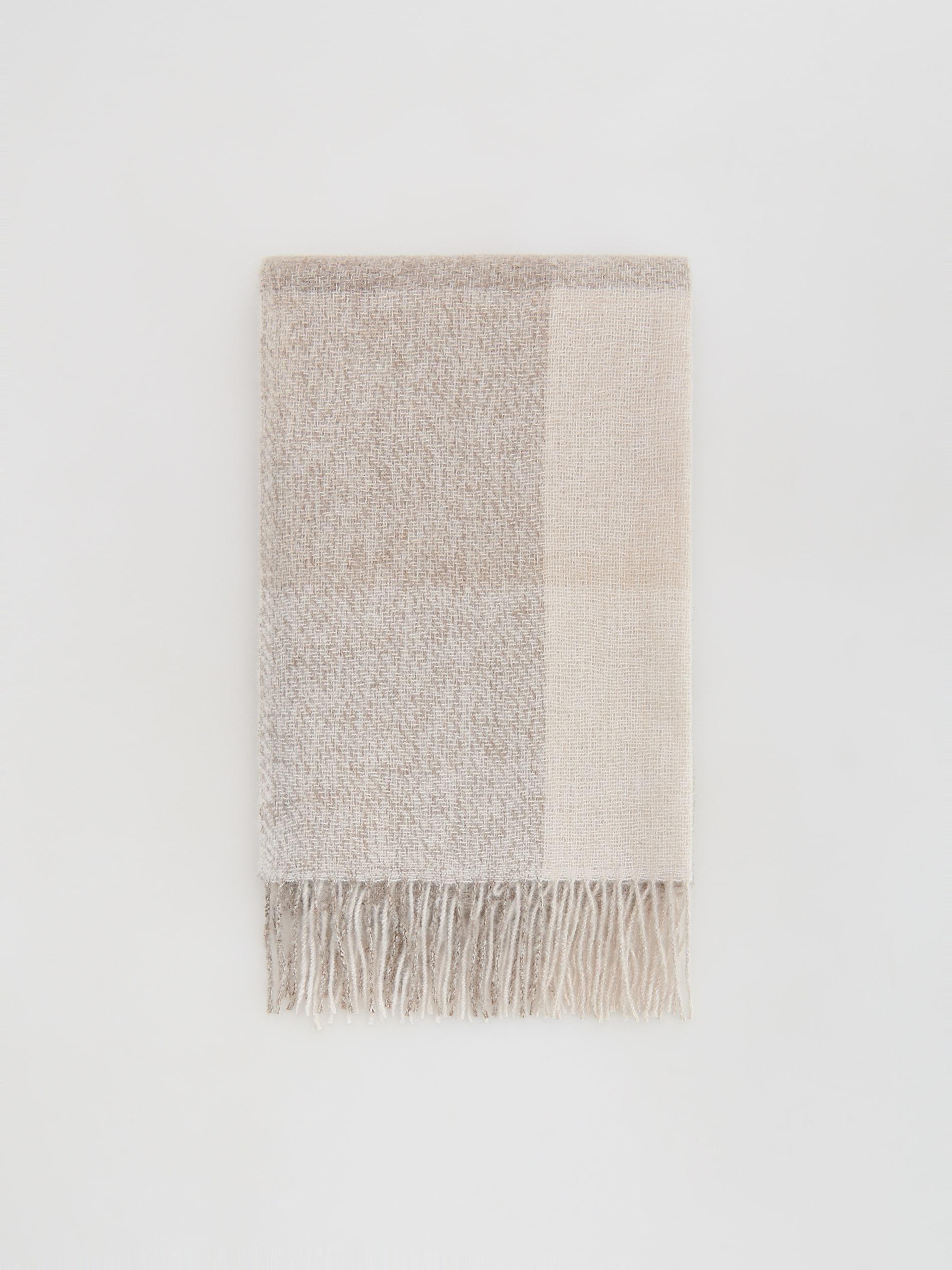 Wheat Plaid Scarf With Fringes, Beige, large image number 0