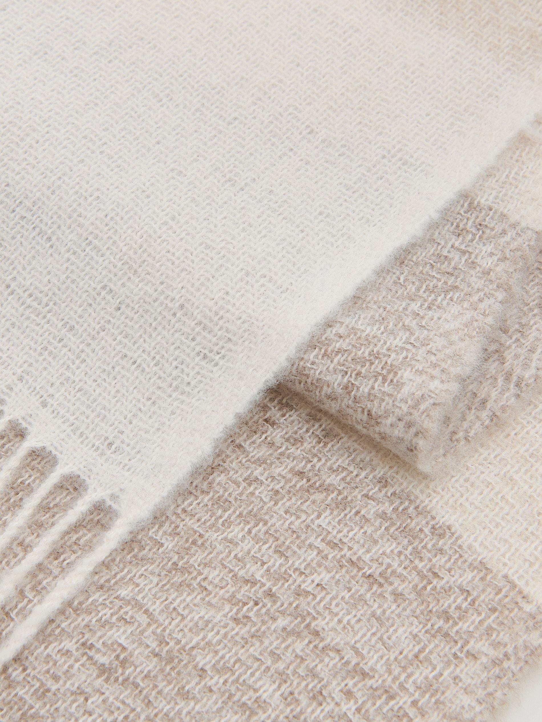 Wheat Plaid Scarf With Fringes, Beige, large image number 2