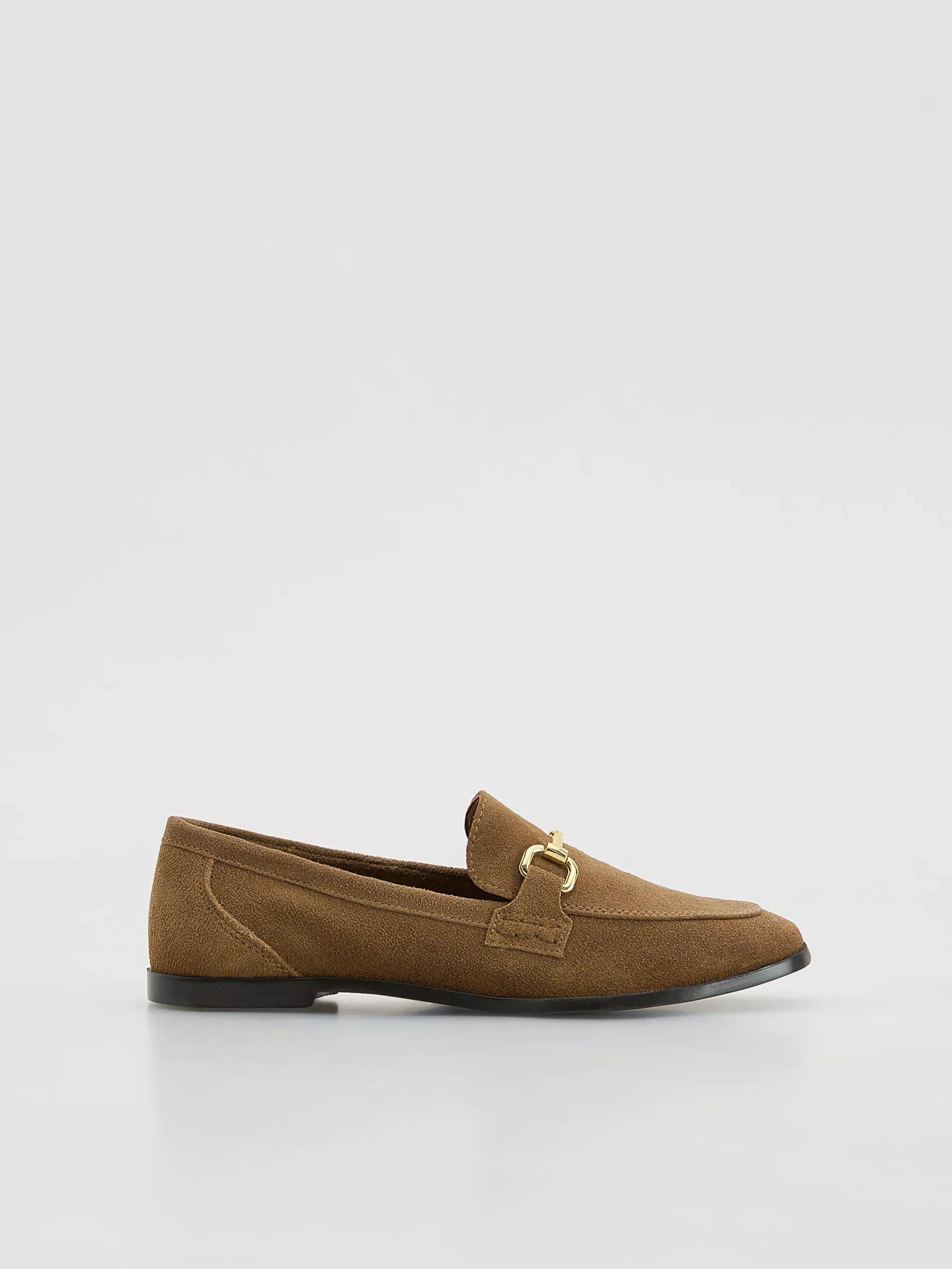 Brown Suede Loafers, Brown, large image number 0